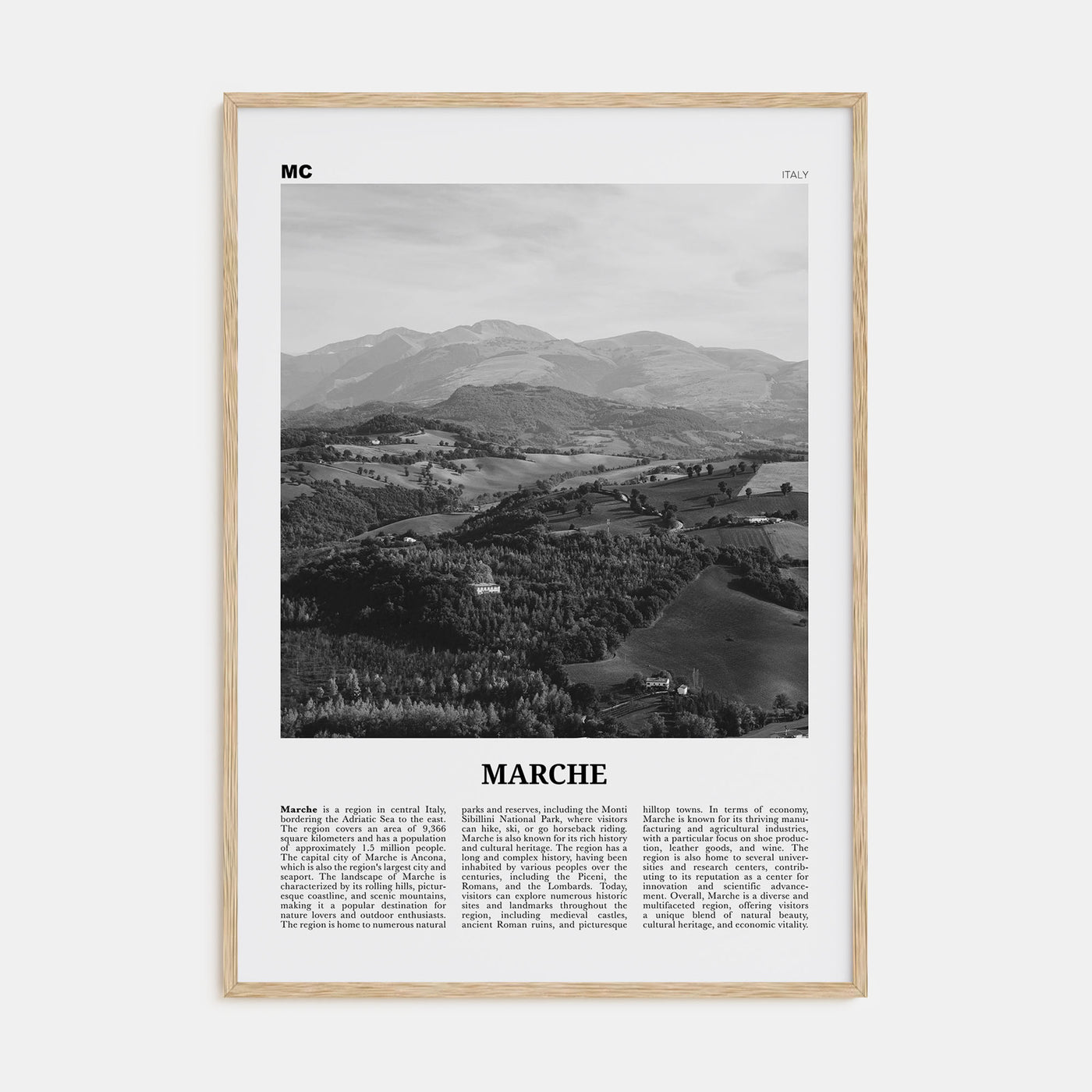 Marche Travel B&W Poster