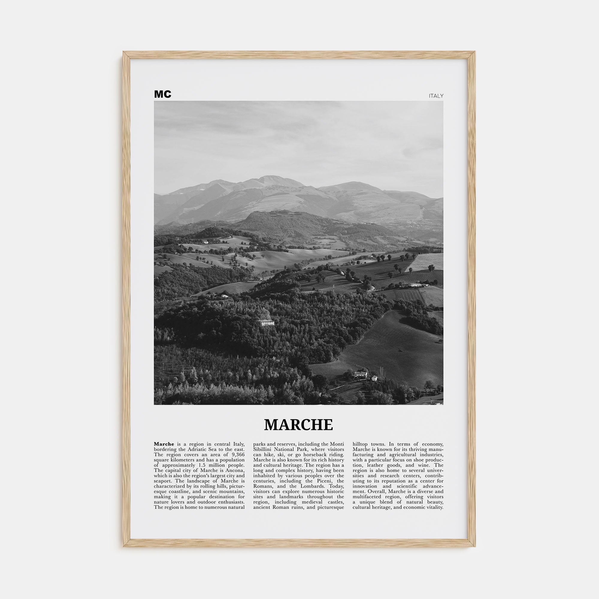 Marche Travel B&W Poster