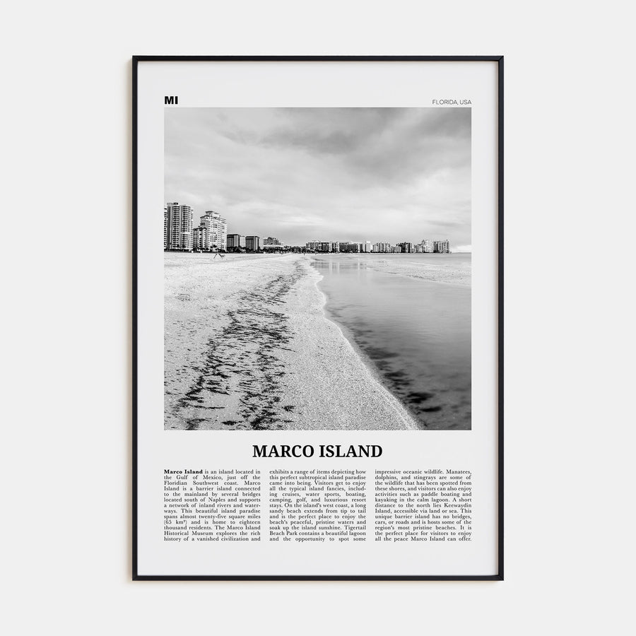 Marco Island Travel B&W Poster