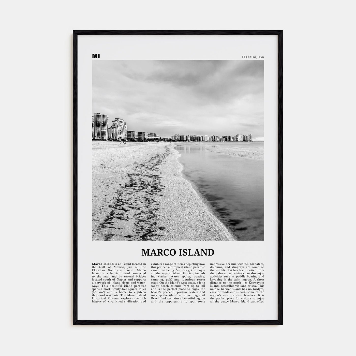 Marco Island Travel B&W Poster