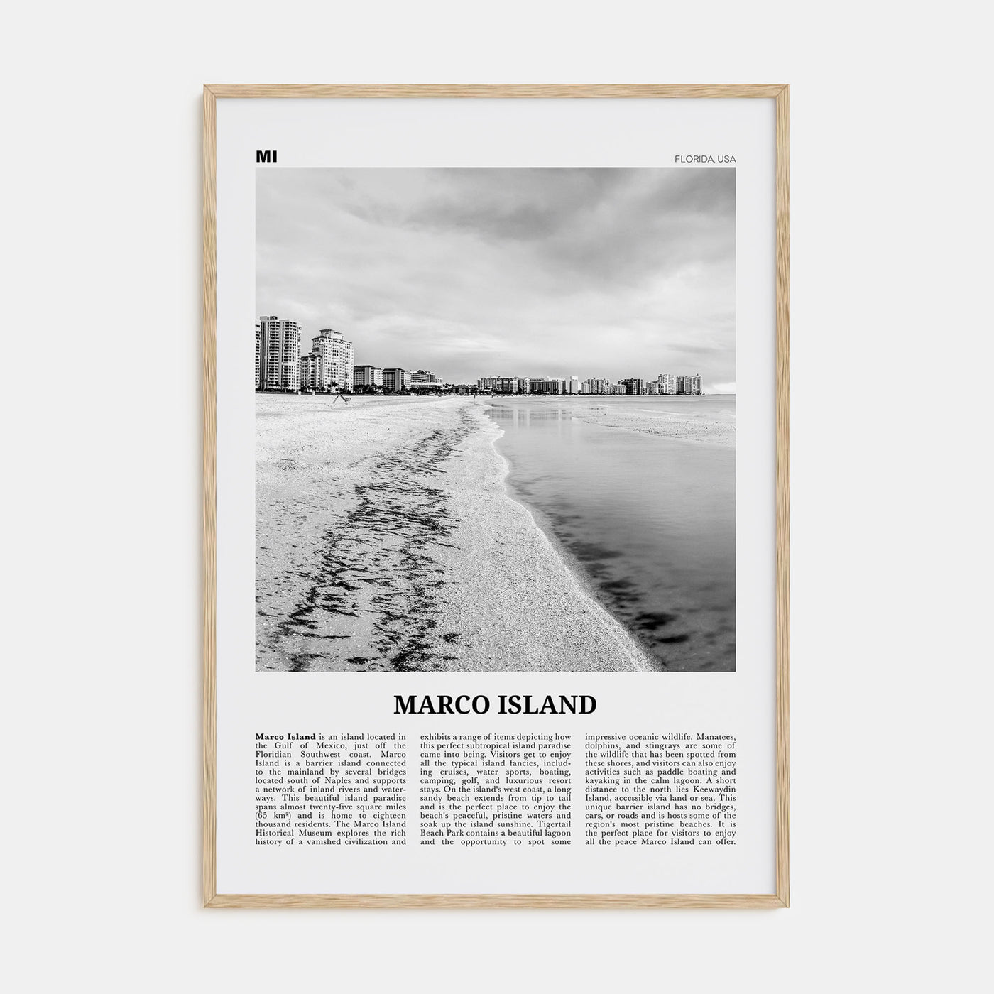 Marco Island Travel B&W Poster