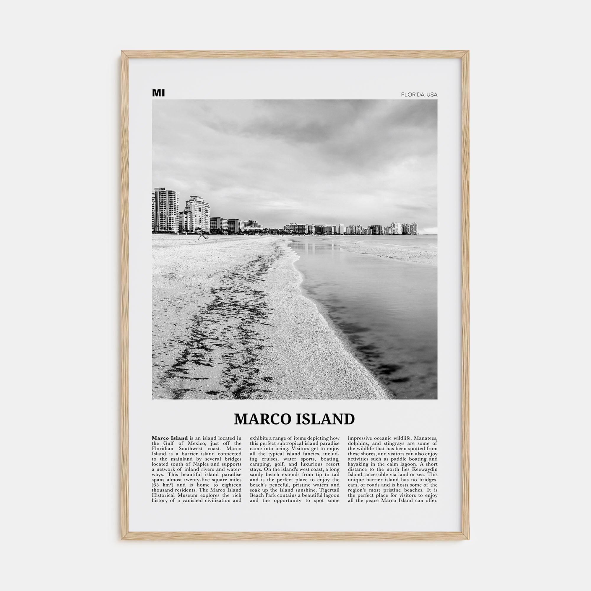 Marco Island Travel B&W Poster