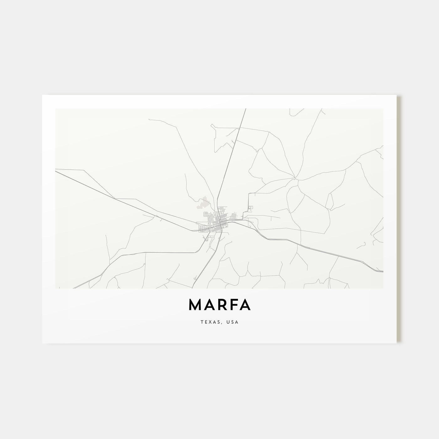 Marfa Map Landscape Poster