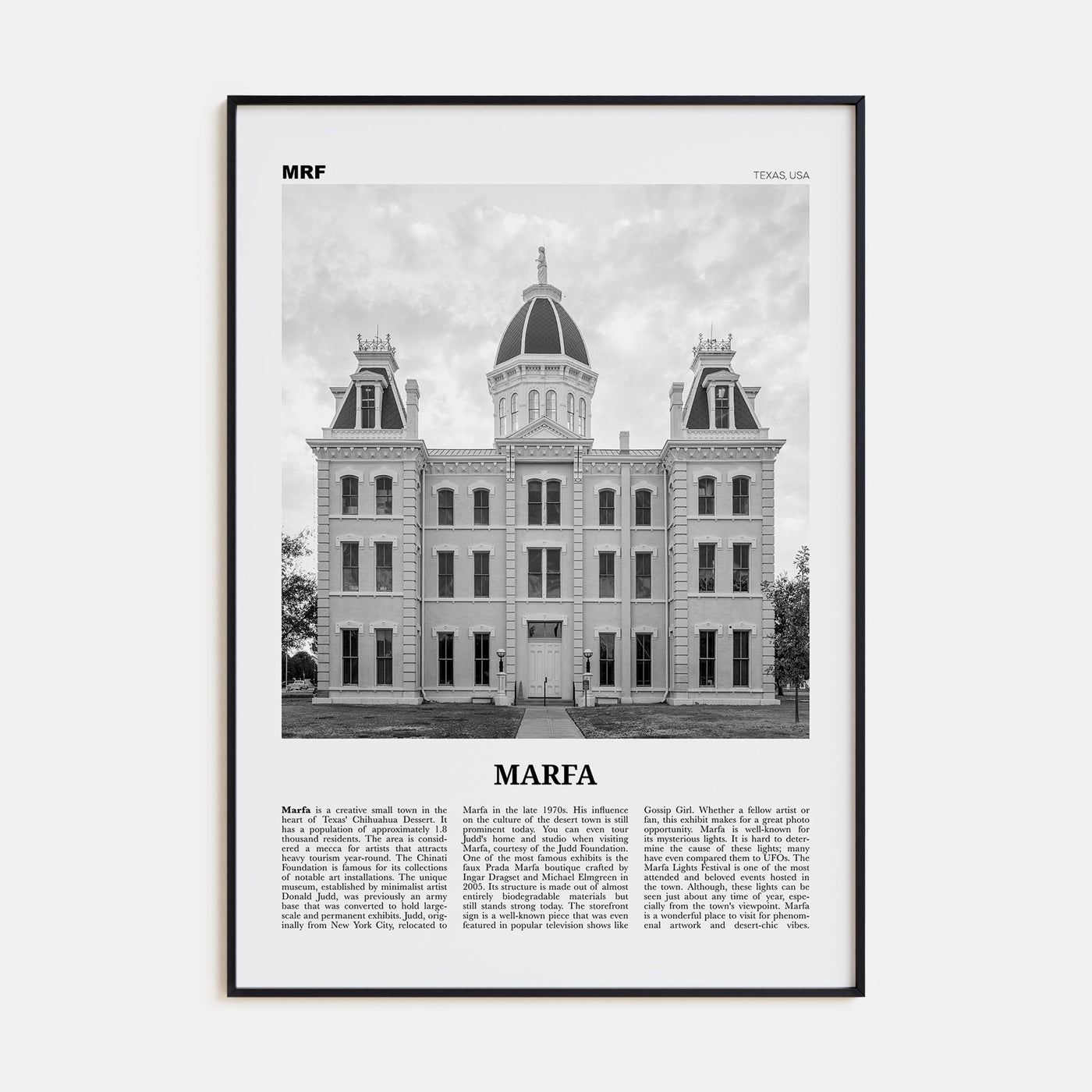 Marfa Travel B&W Poster