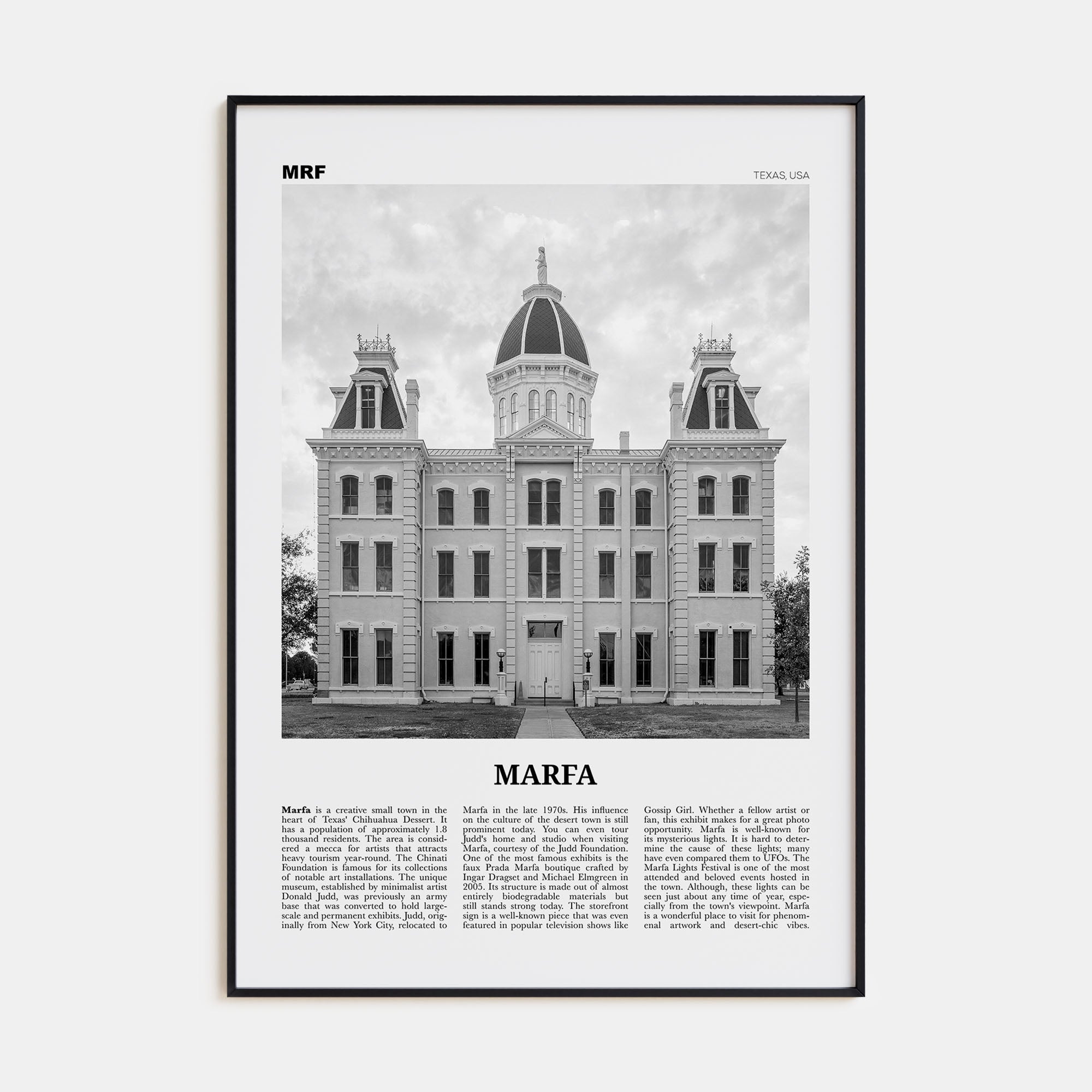 Marfa Travel B&W Poster