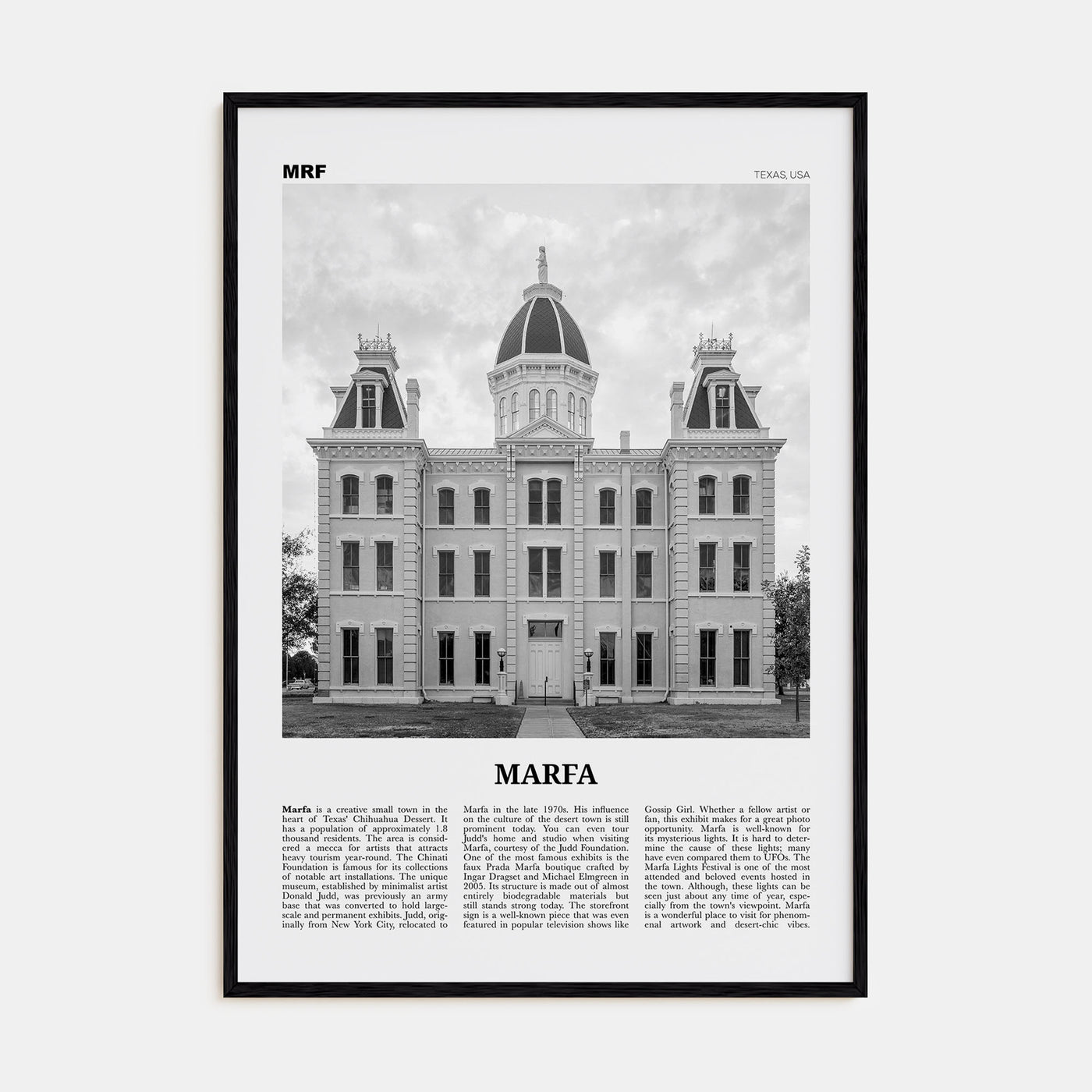 Marfa Travel B&W Poster