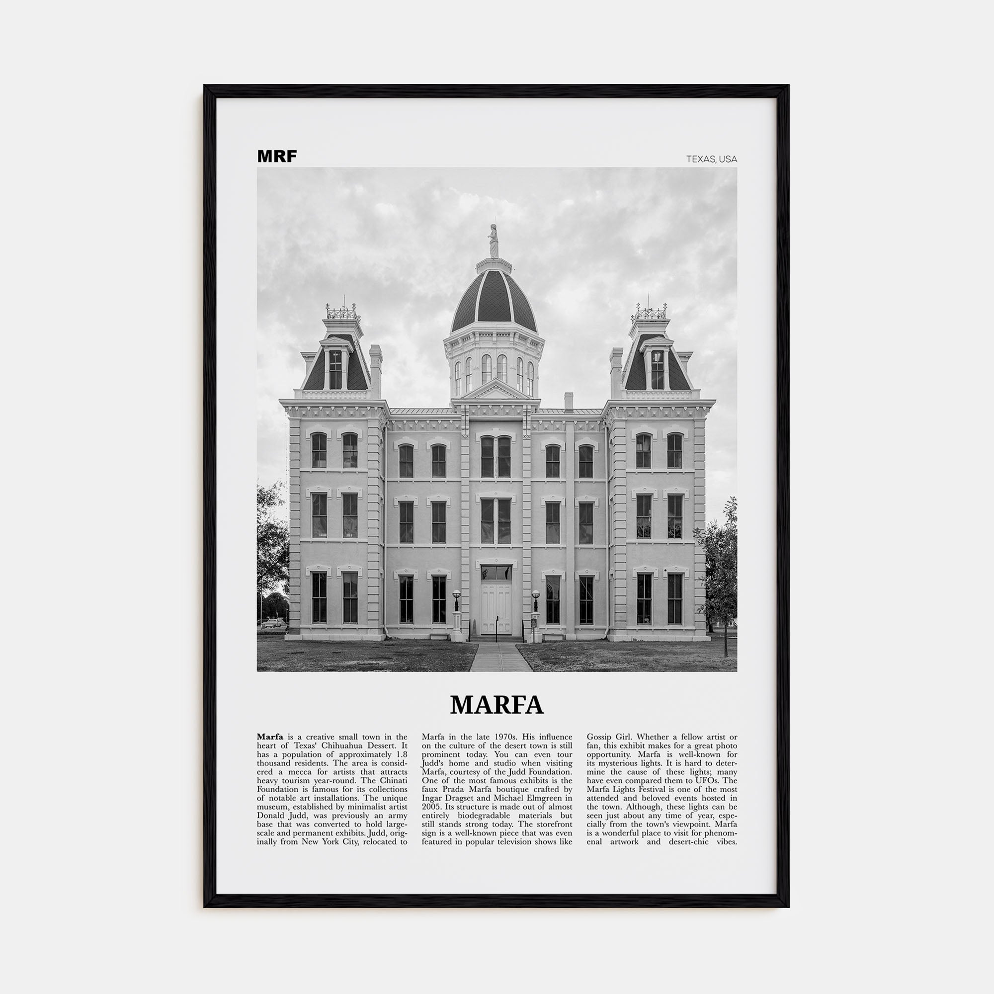 Marfa Travel B&W Poster