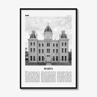 Marfa Print Black and White, Marfa Wall Art, Marfa Poster, Marfa Photo, Marfa Wall Décor, Texas, USA, United States