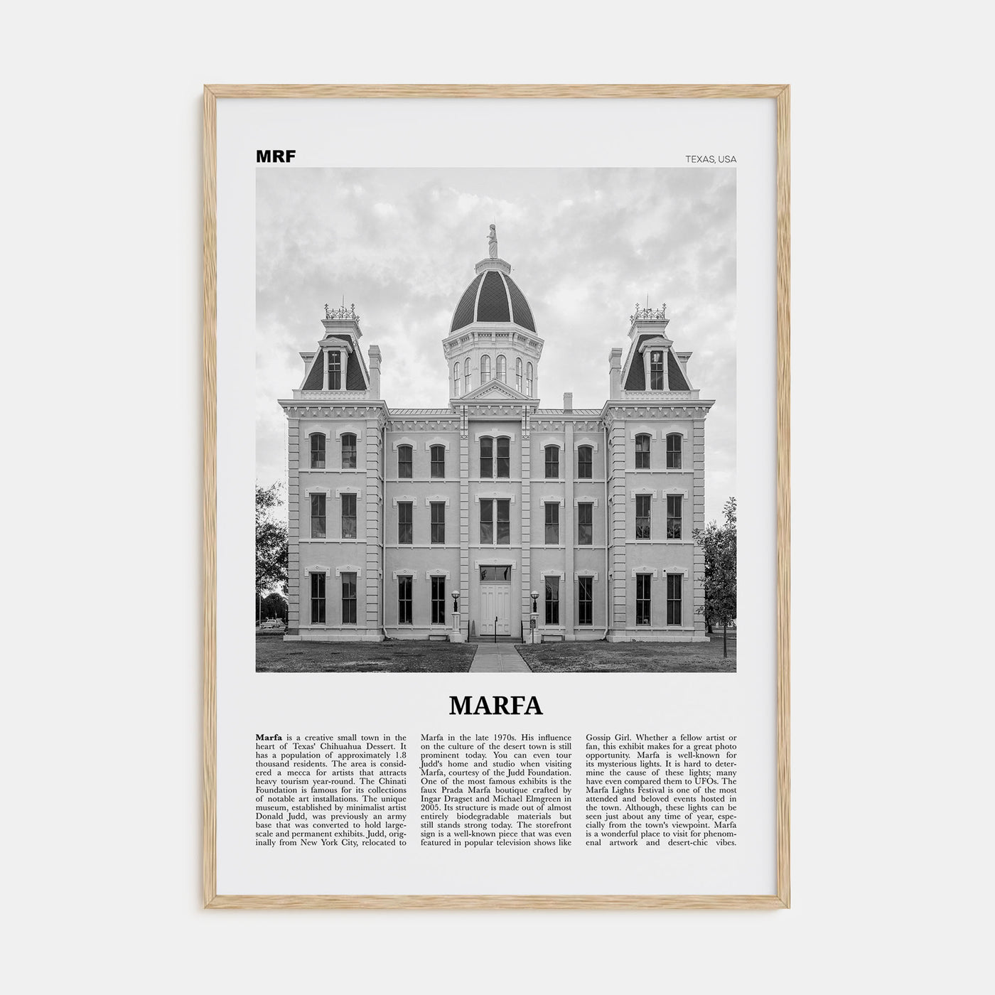 Marfa Travel B&W Poster