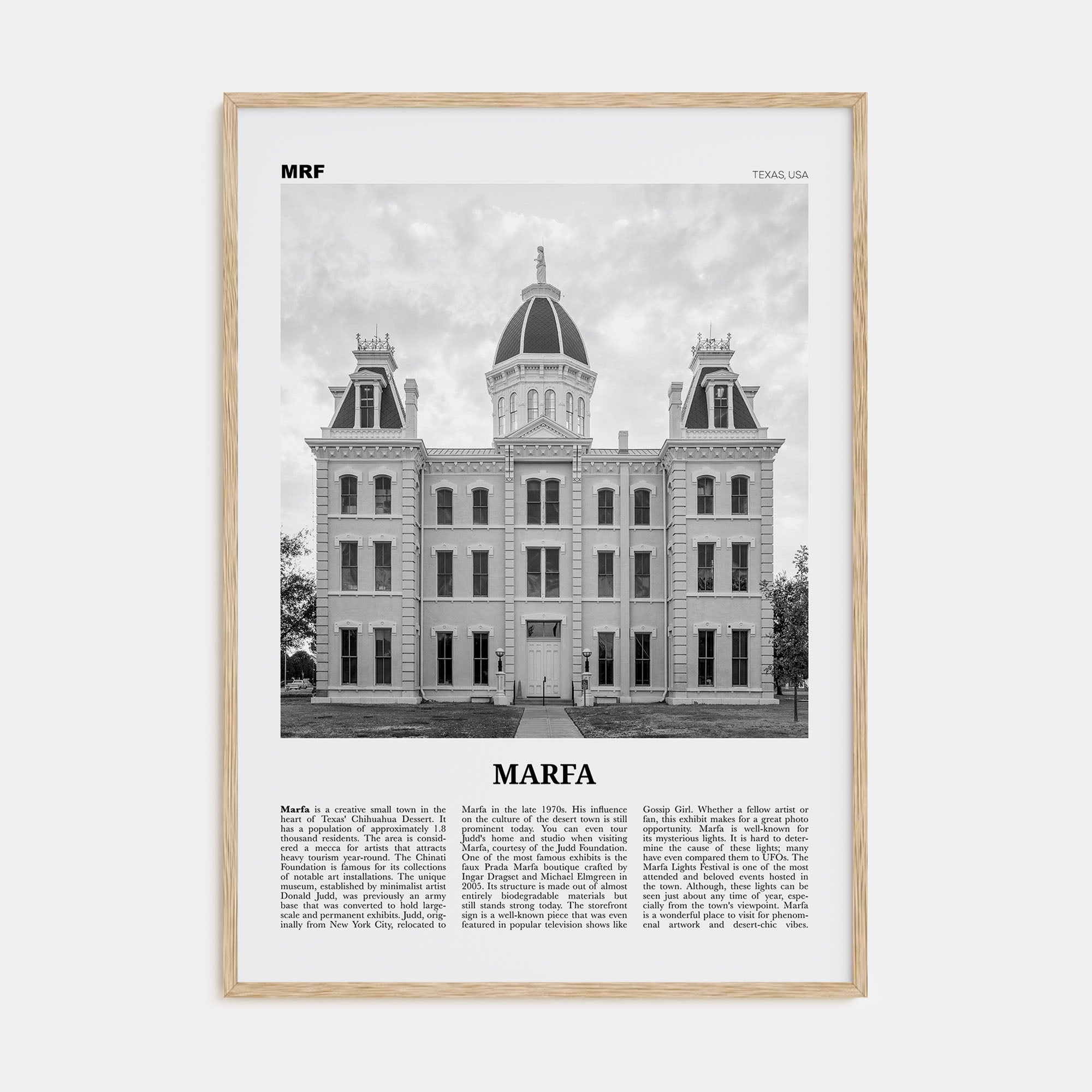 Marfa Travel B&W Poster