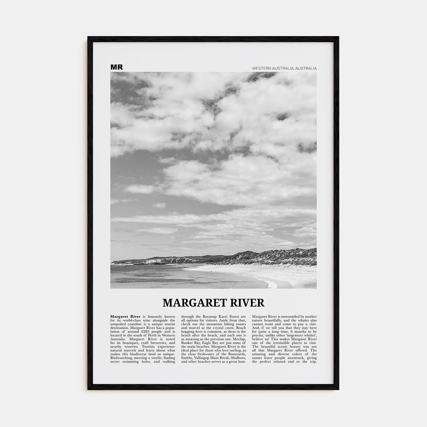 Margaret River Travel B&W Poster