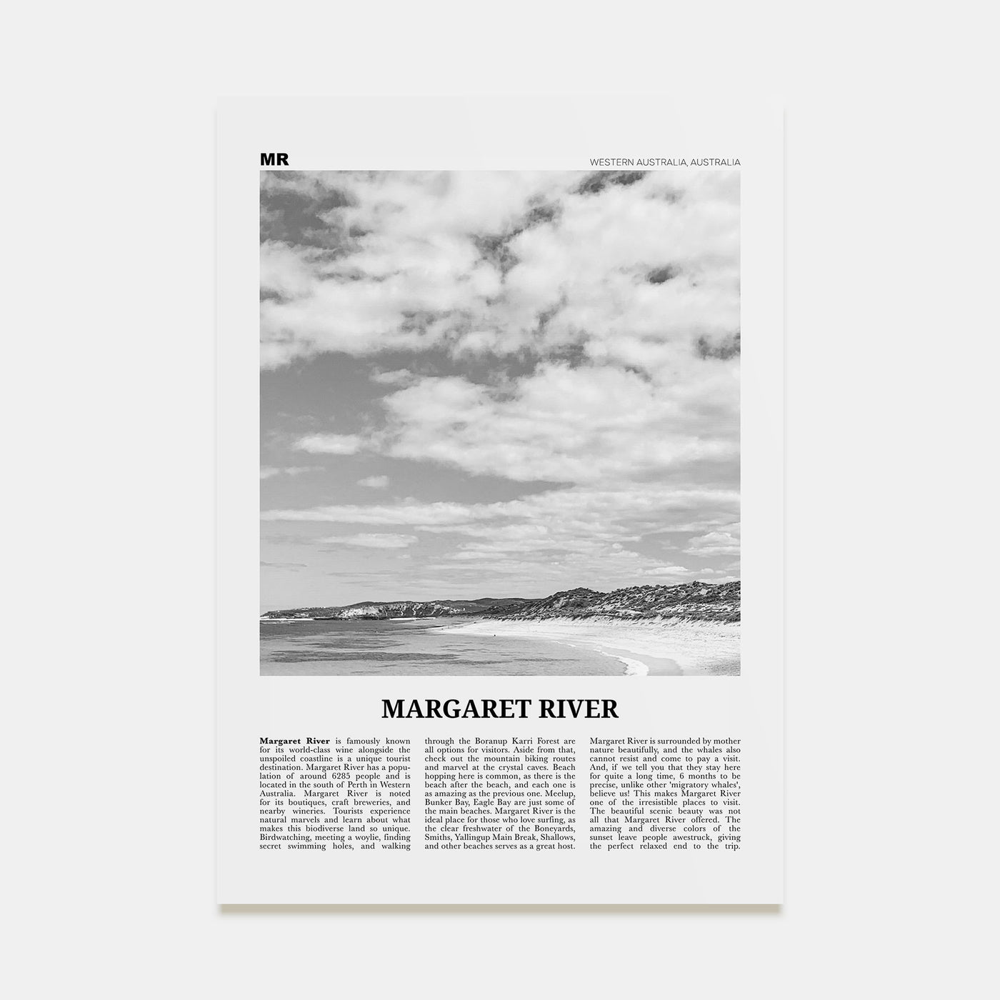 Margaret River Travel B&W Poster