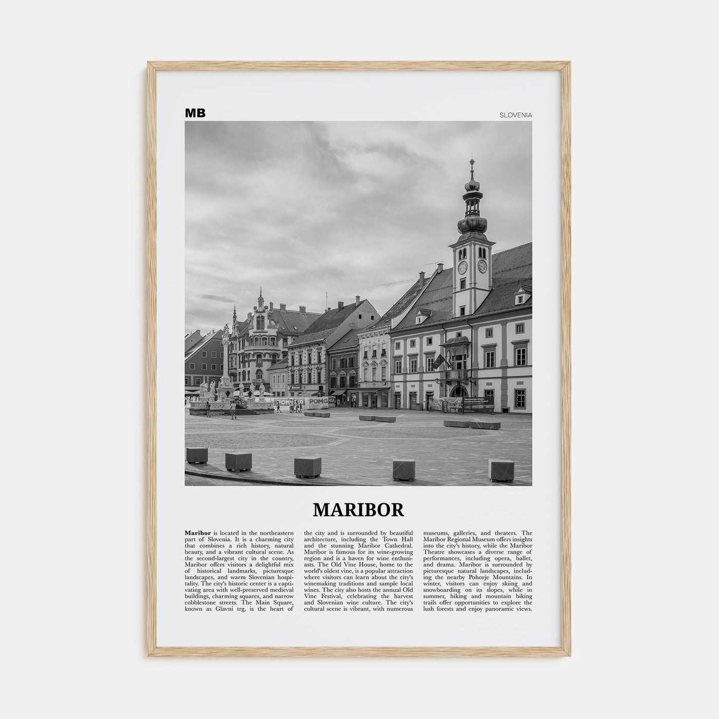 Maribor Travel B&W Poster