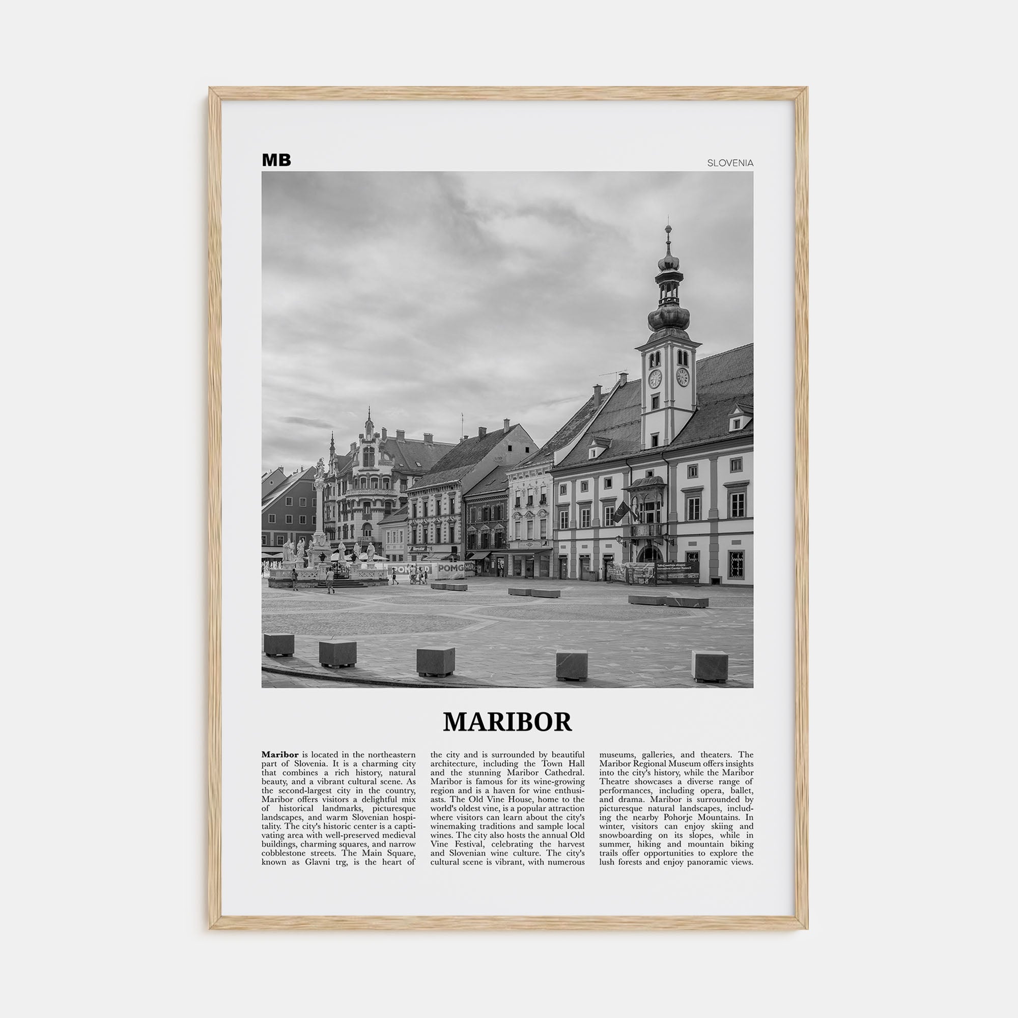 Maribor Travel B&W Poster