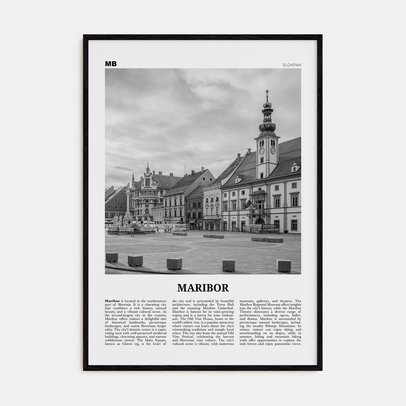 Maribor Travel B&W Poster