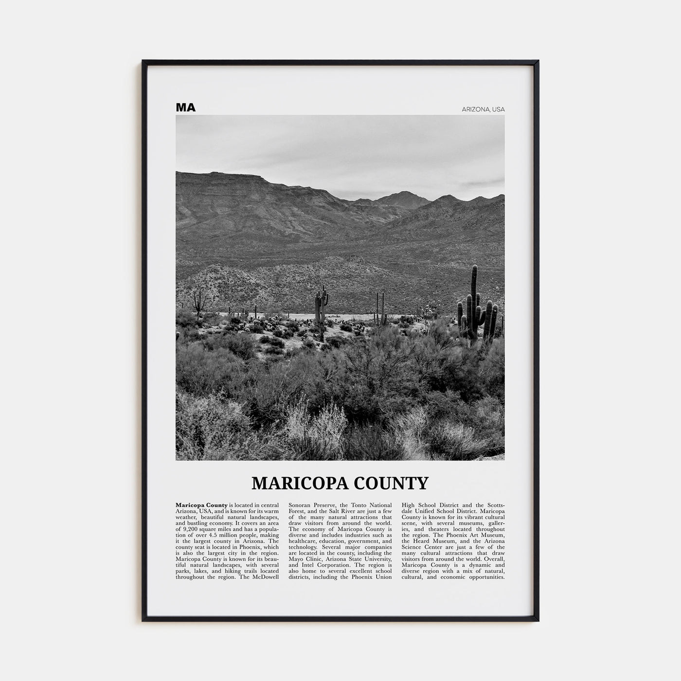 Maricopa County Travel B&W Poster