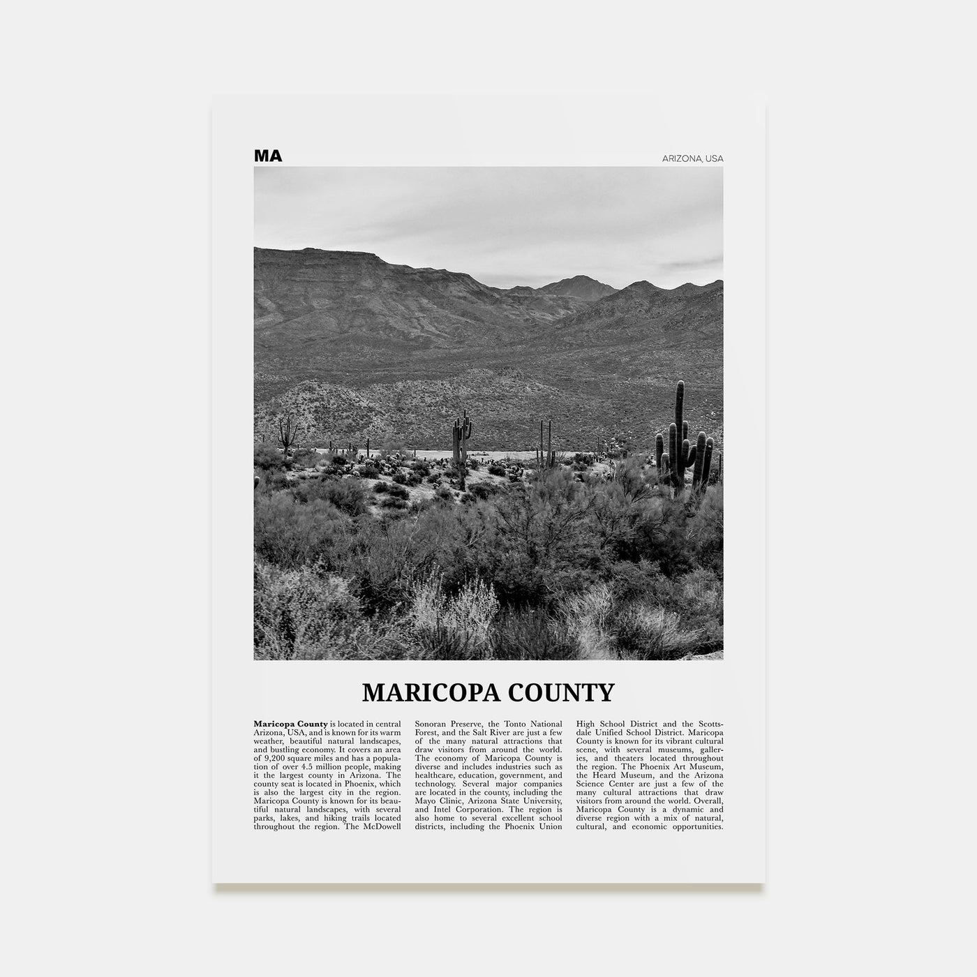 Maricopa County Travel B&W Poster