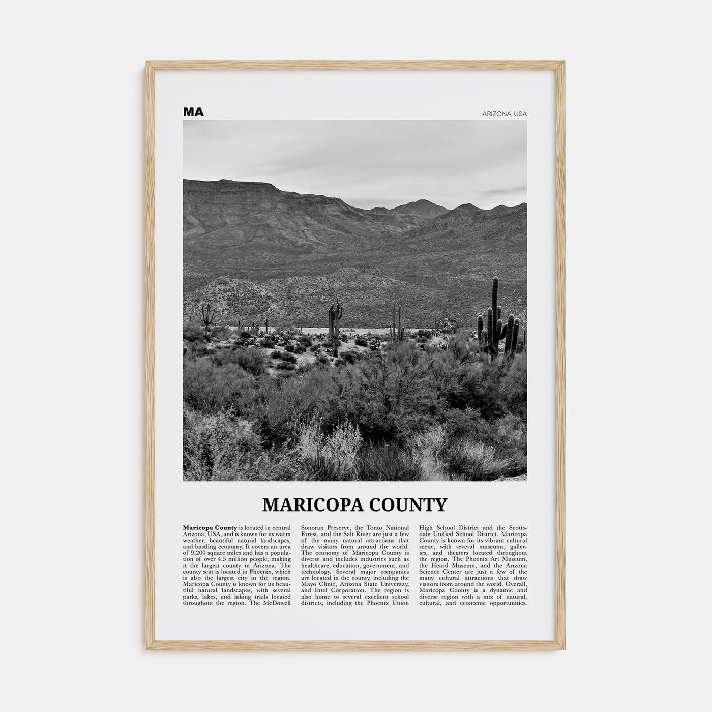 Maricopa County Travel B&W Poster