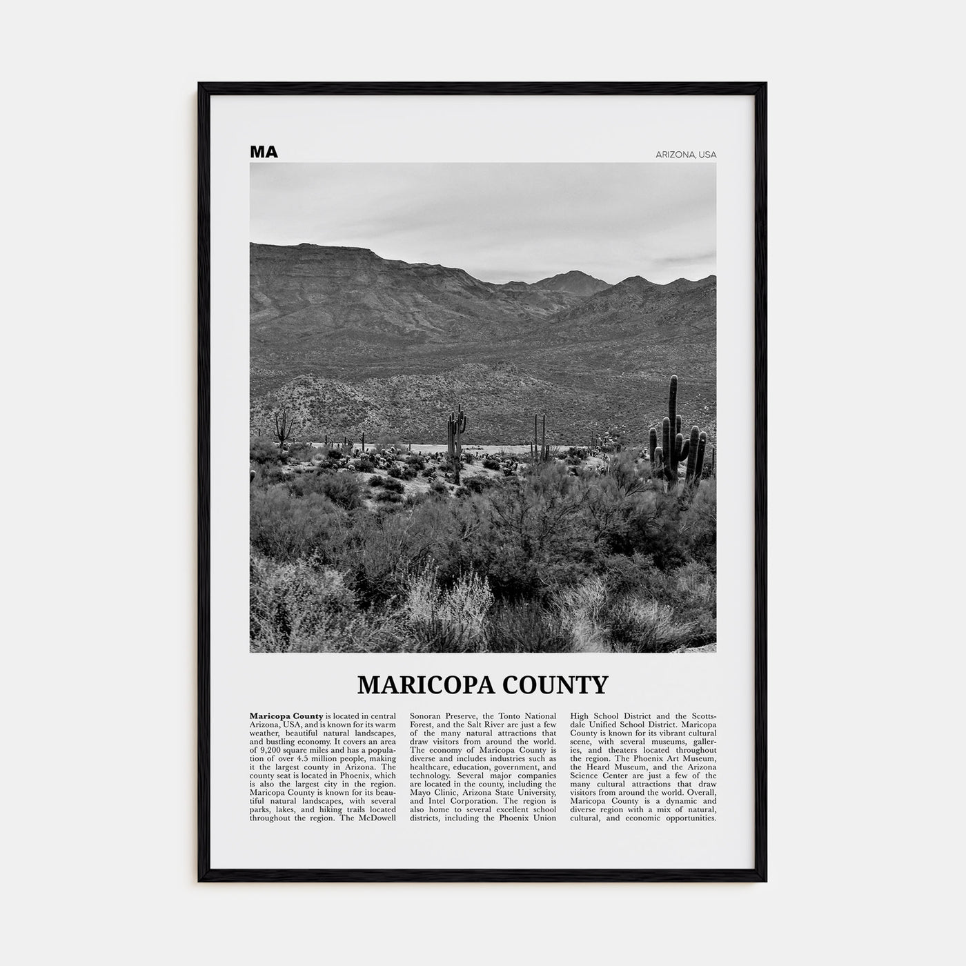 Maricopa County Travel B&W Poster