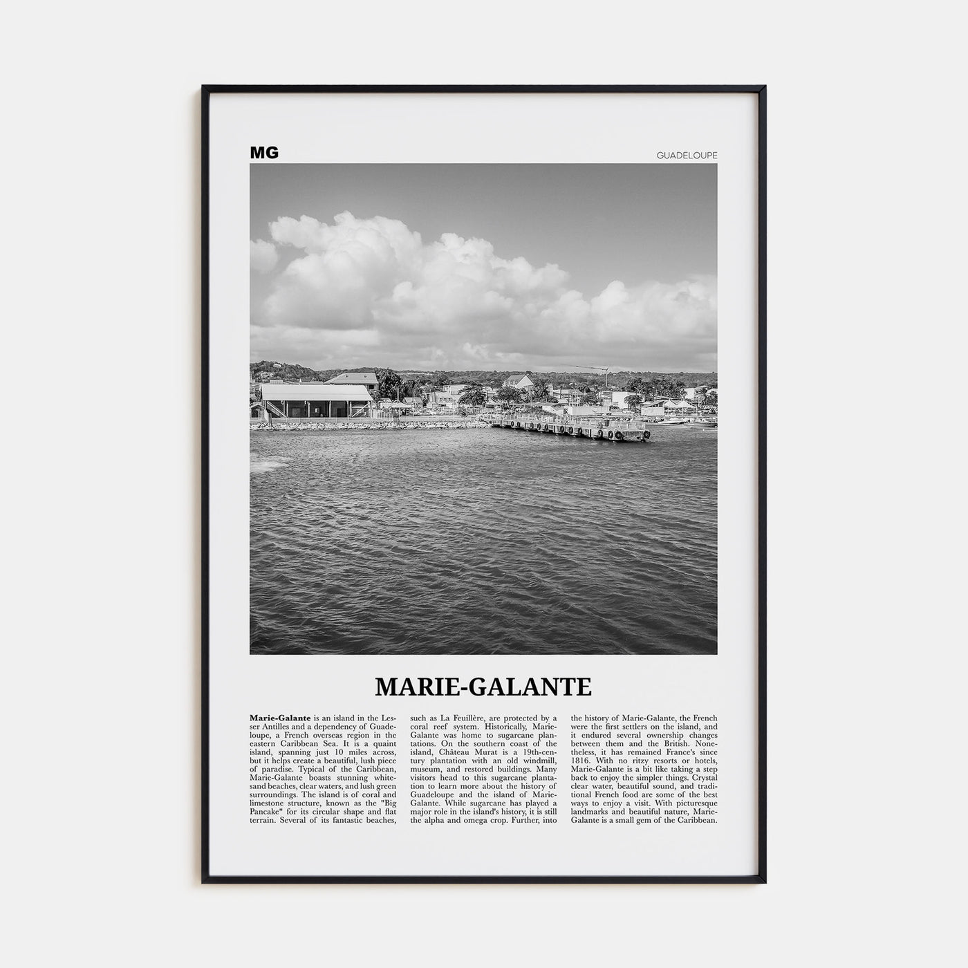 Marie-Galante Travel B&W Poster