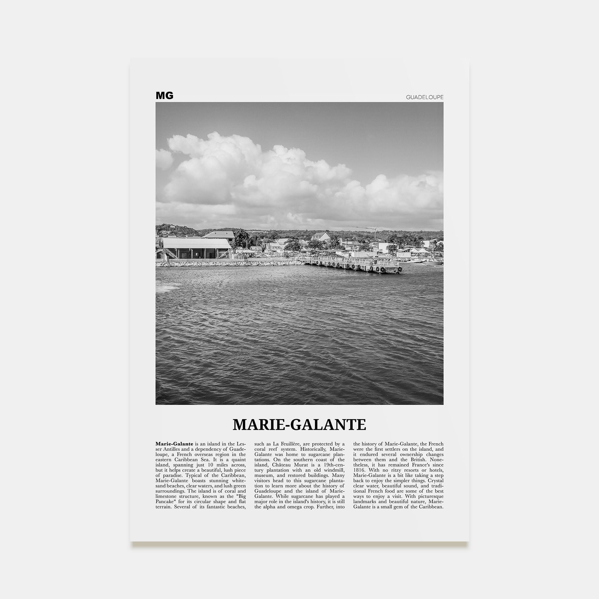 Marie-Galante Travel B&W Poster