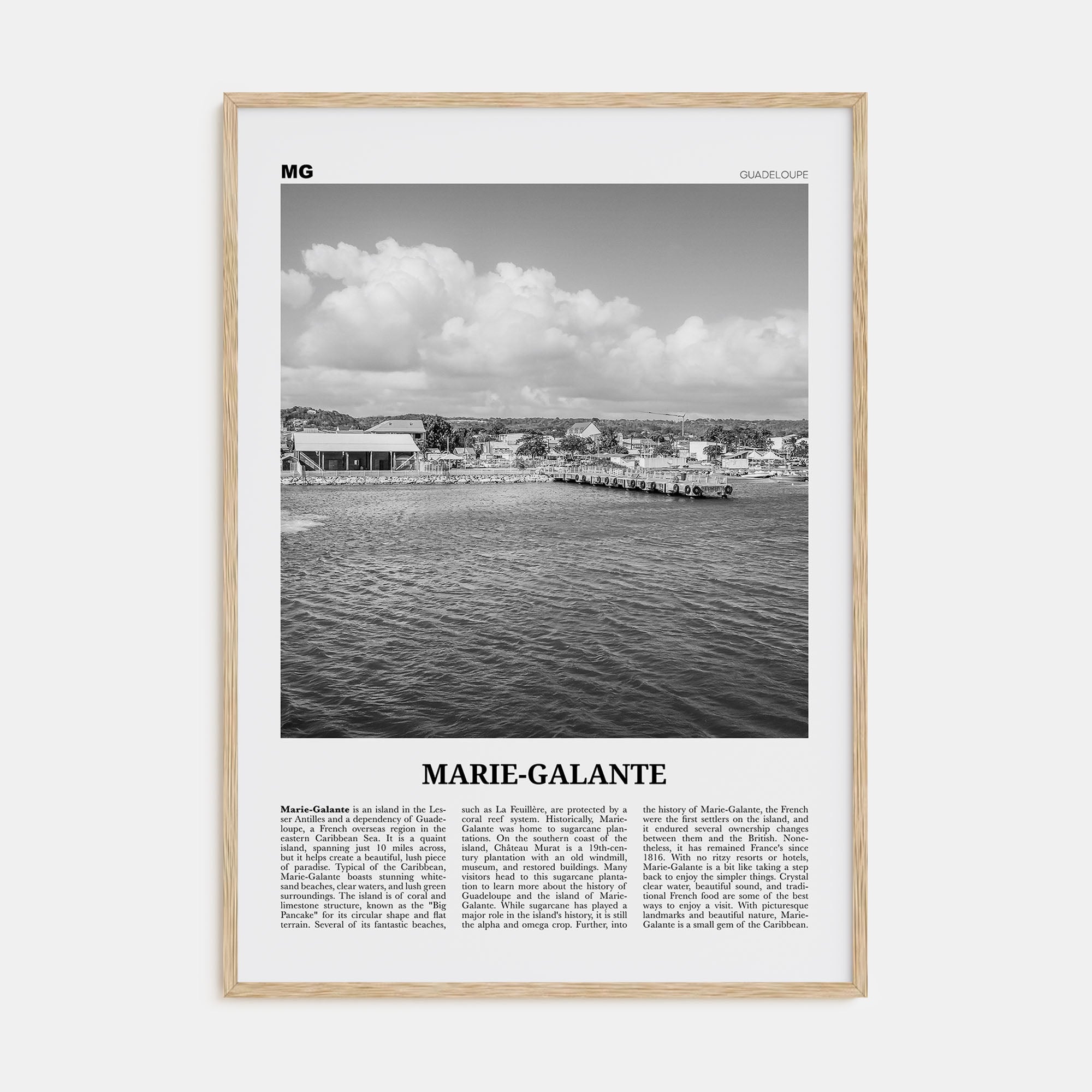 Marie-Galante Travel B&W Poster