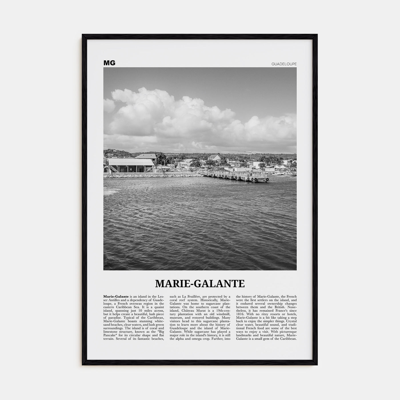 Marie-Galante Travel B&W Poster