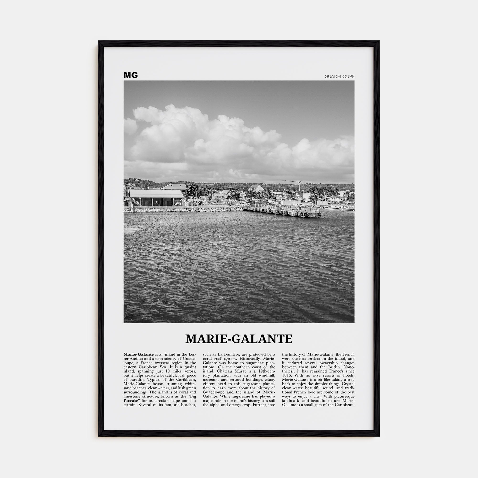 Marie-Galante Travel B&W Poster