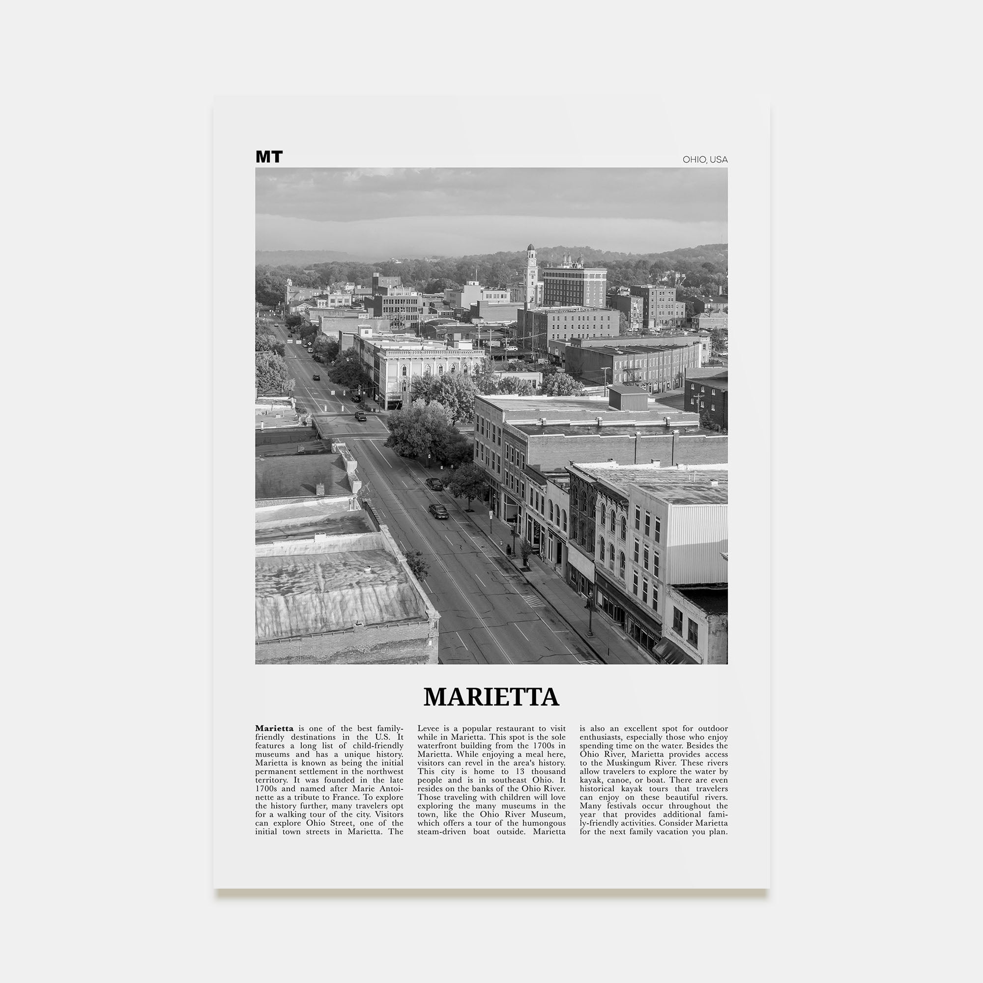 Marietta Travel B&W Poster