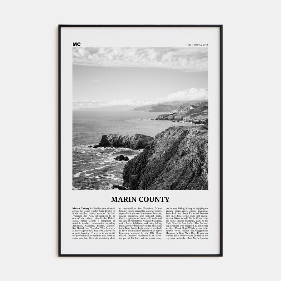 Marin County Travel B&W Poster