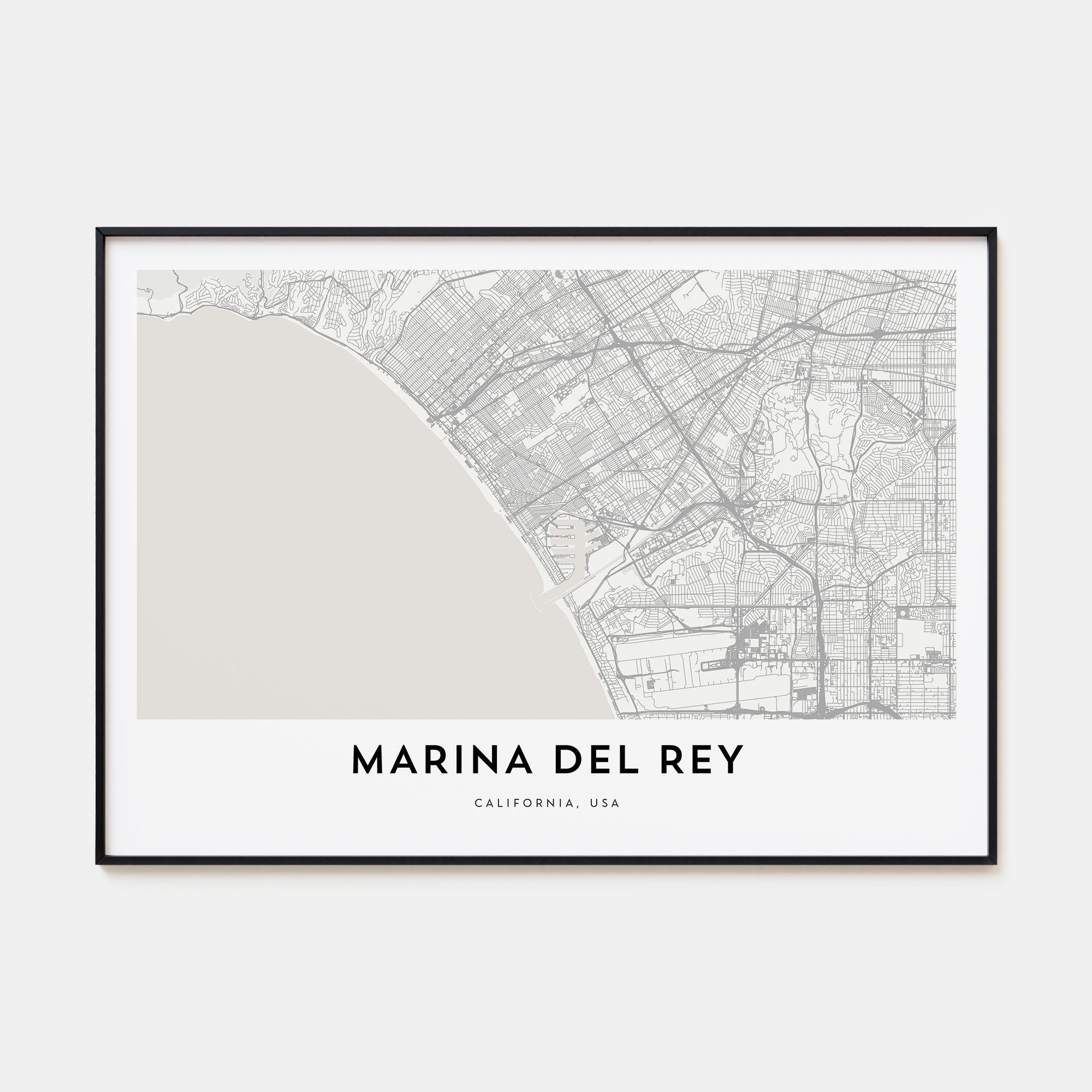 Marina Del Rey Map Landscape Poster