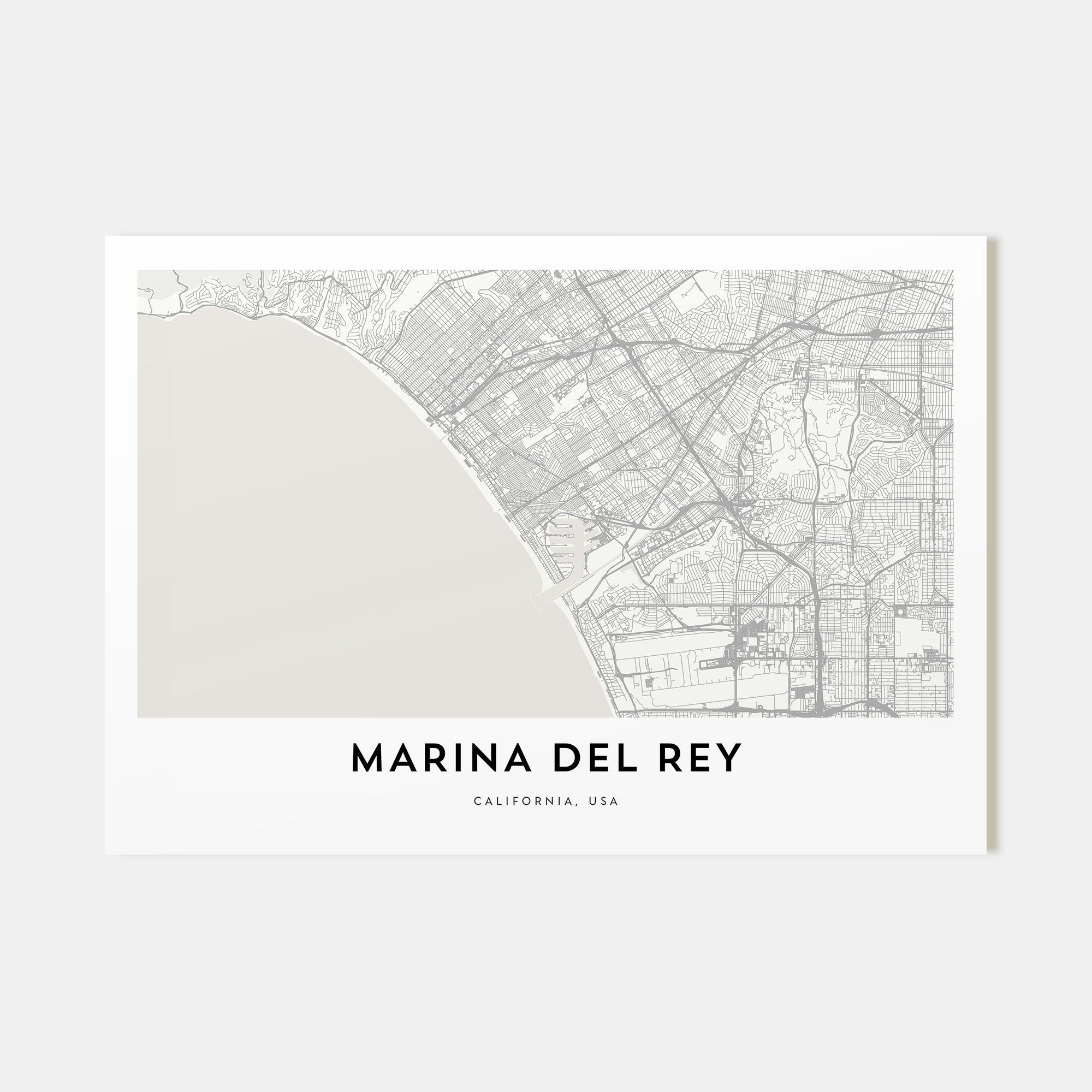 Marina Del Rey Map Landscape Poster