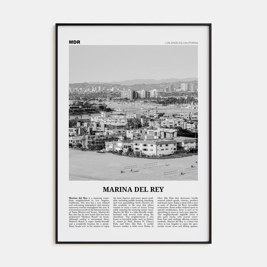 Marina Del Rey Travel B&W Poster