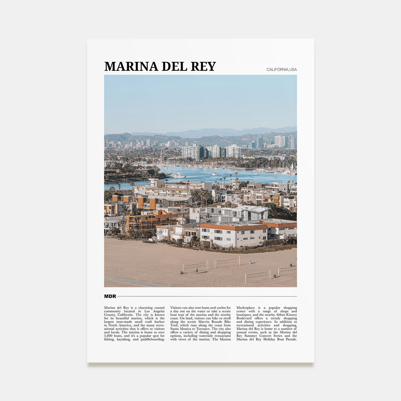 Marina Del Rey Travel Color Poster