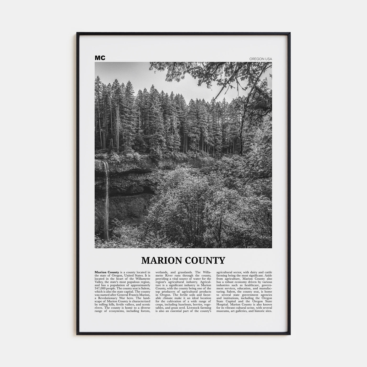 Marion County Travel B&W Poster