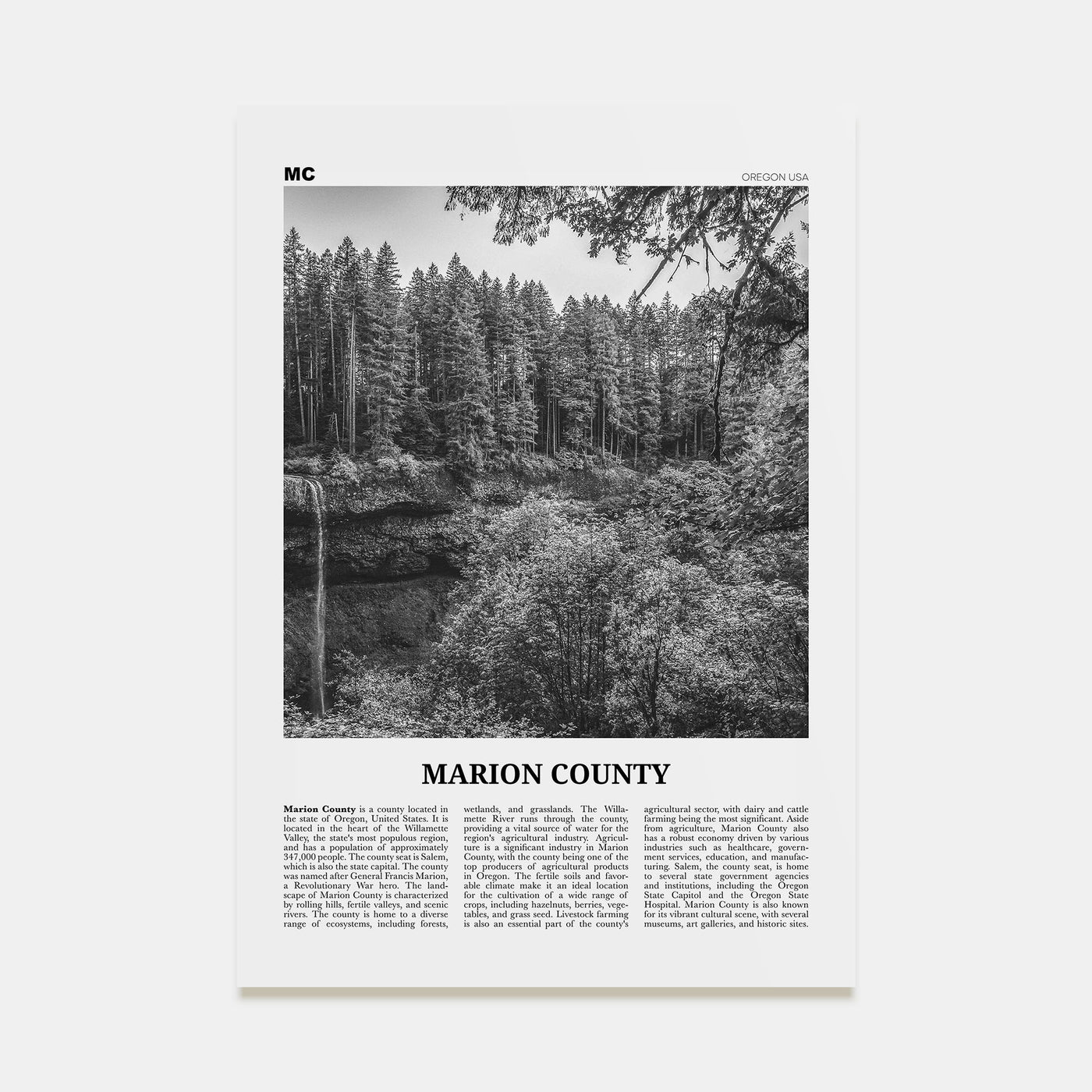 Marion County Travel B&W Poster