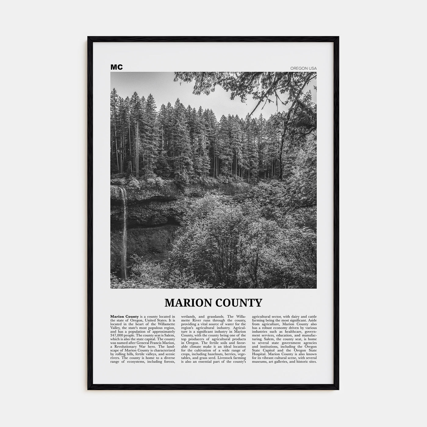 Marion County Travel B&W Poster