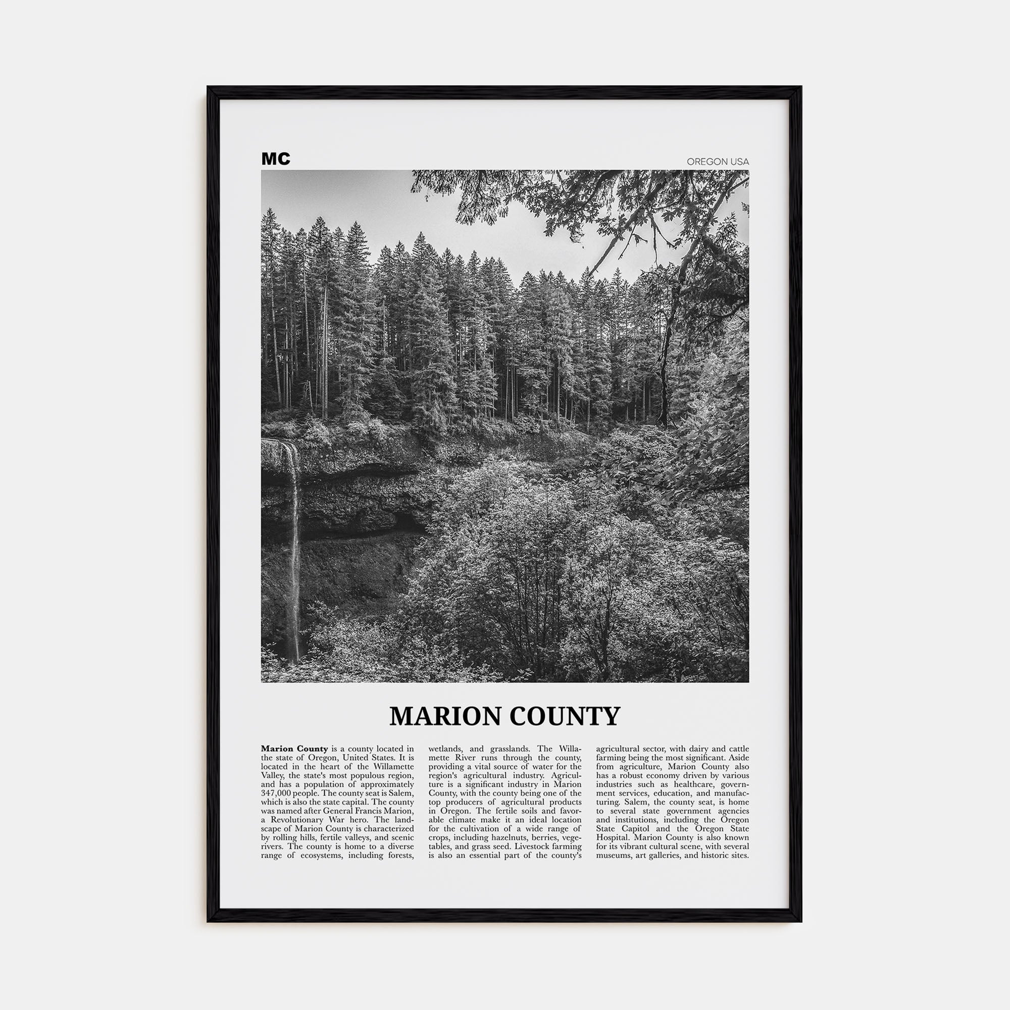 Marion County Travel B&W Poster