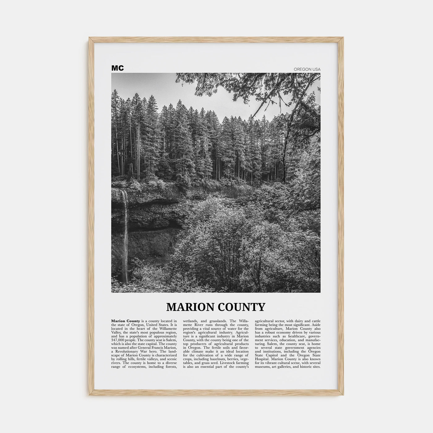 Marion County Travel B&W Poster