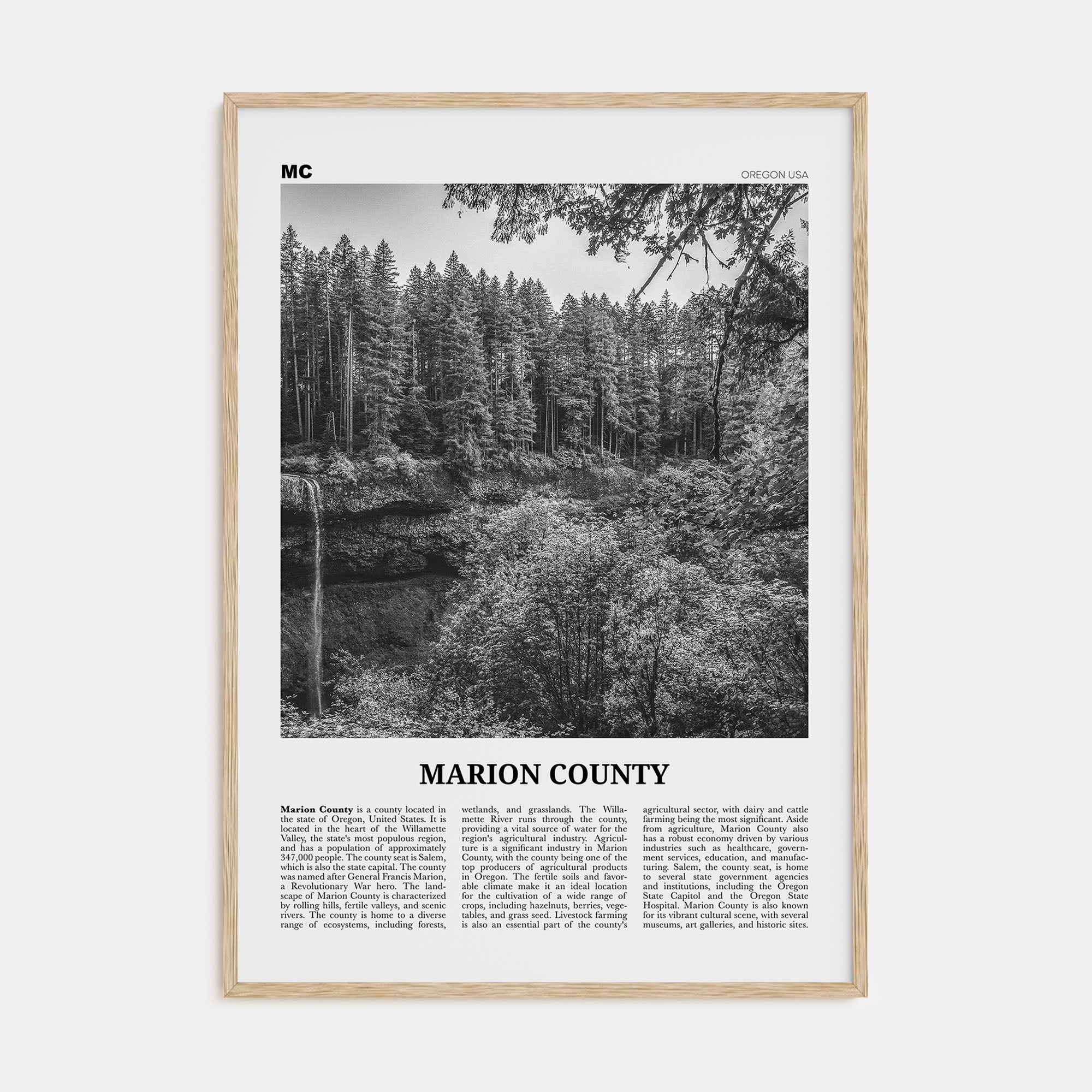 Marion County Travel B&W Poster