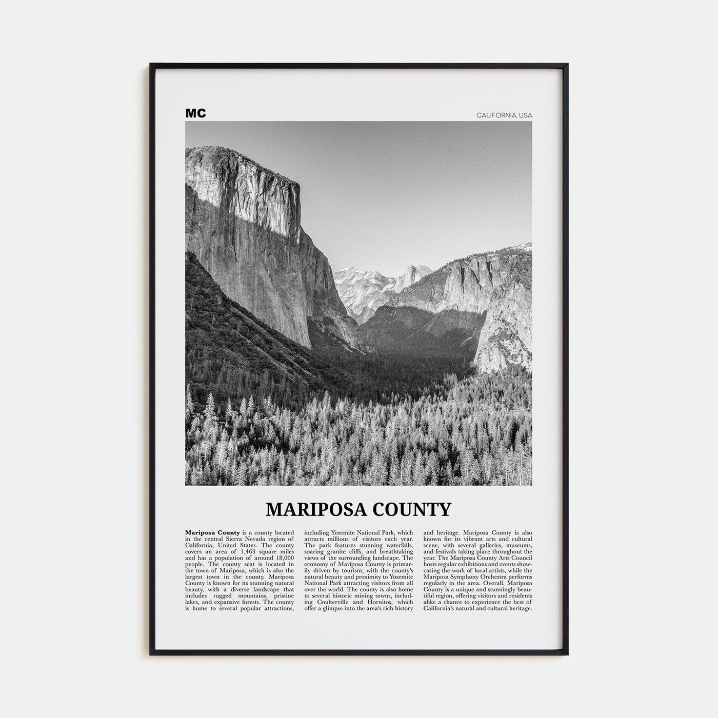 Mariposa County Travel B&W Poster