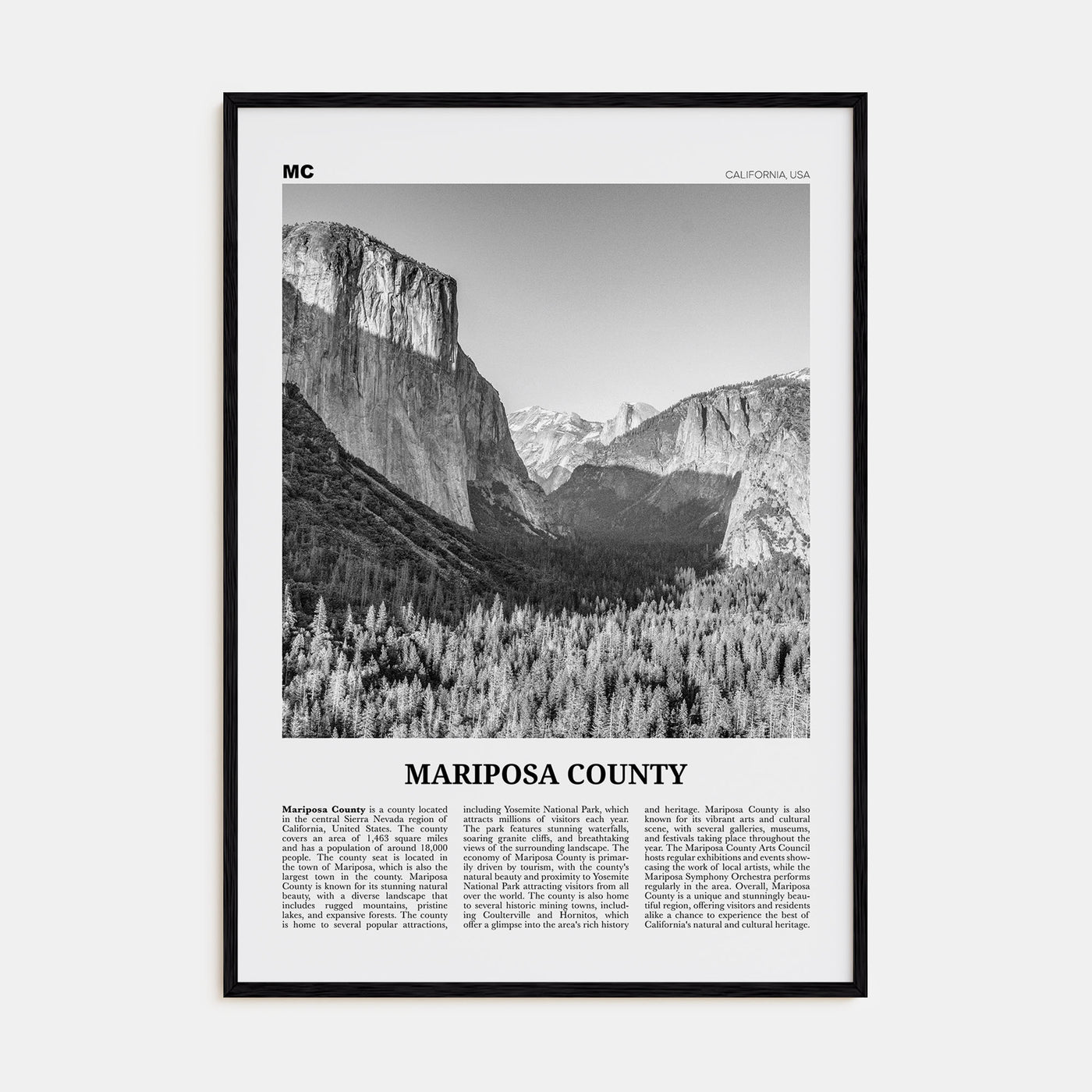 Mariposa County Travel B&W Poster