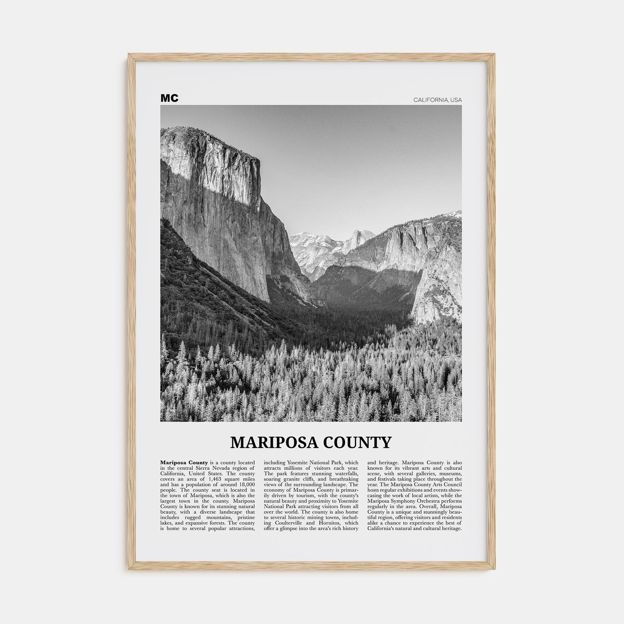 Mariposa County Travel B&W Poster