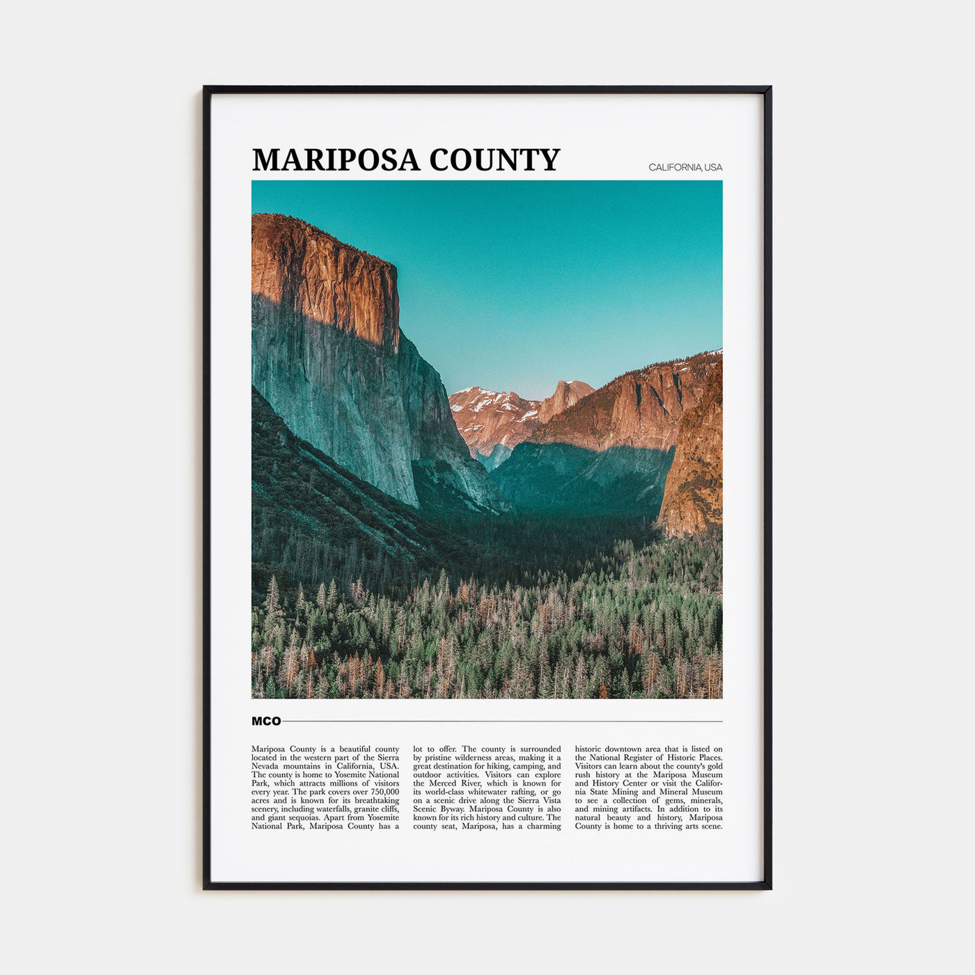 Mariposa County Travel Color Poster