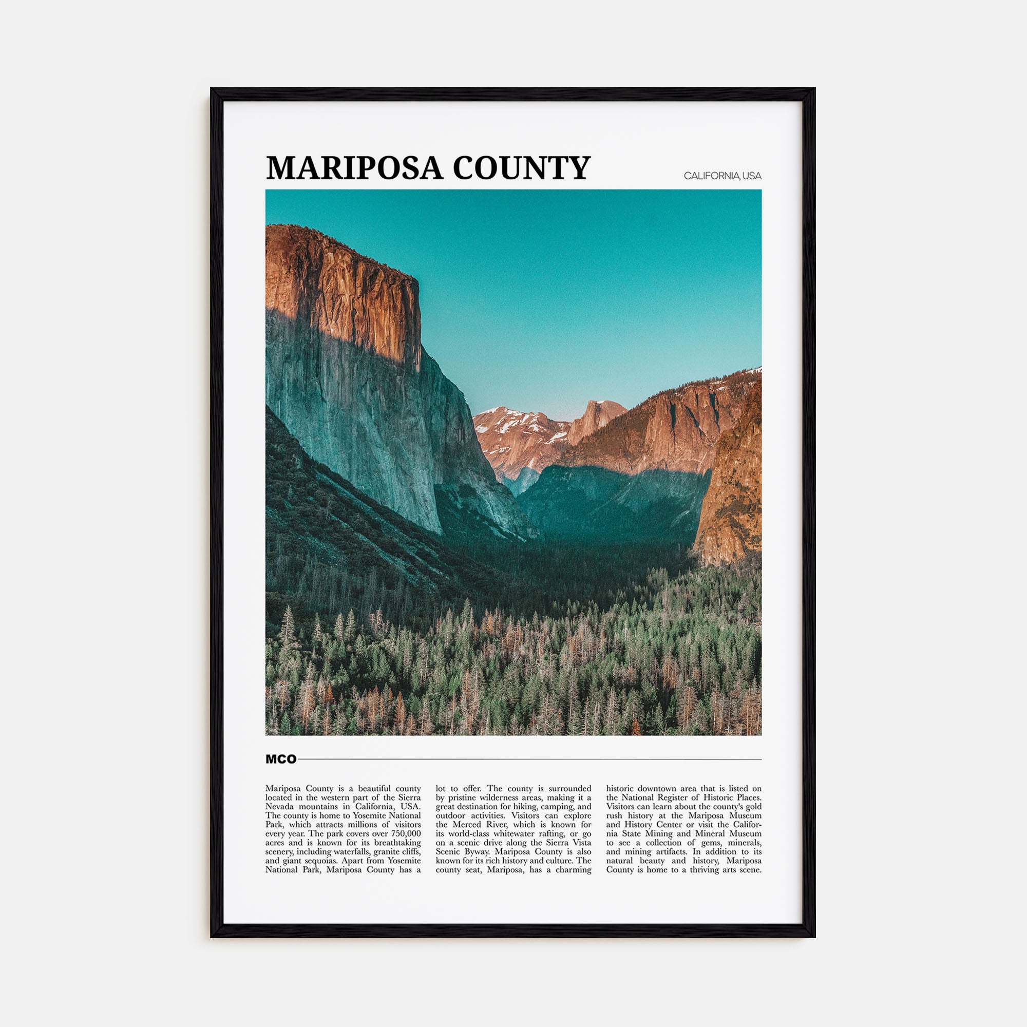 Mariposa County Travel Color Poster