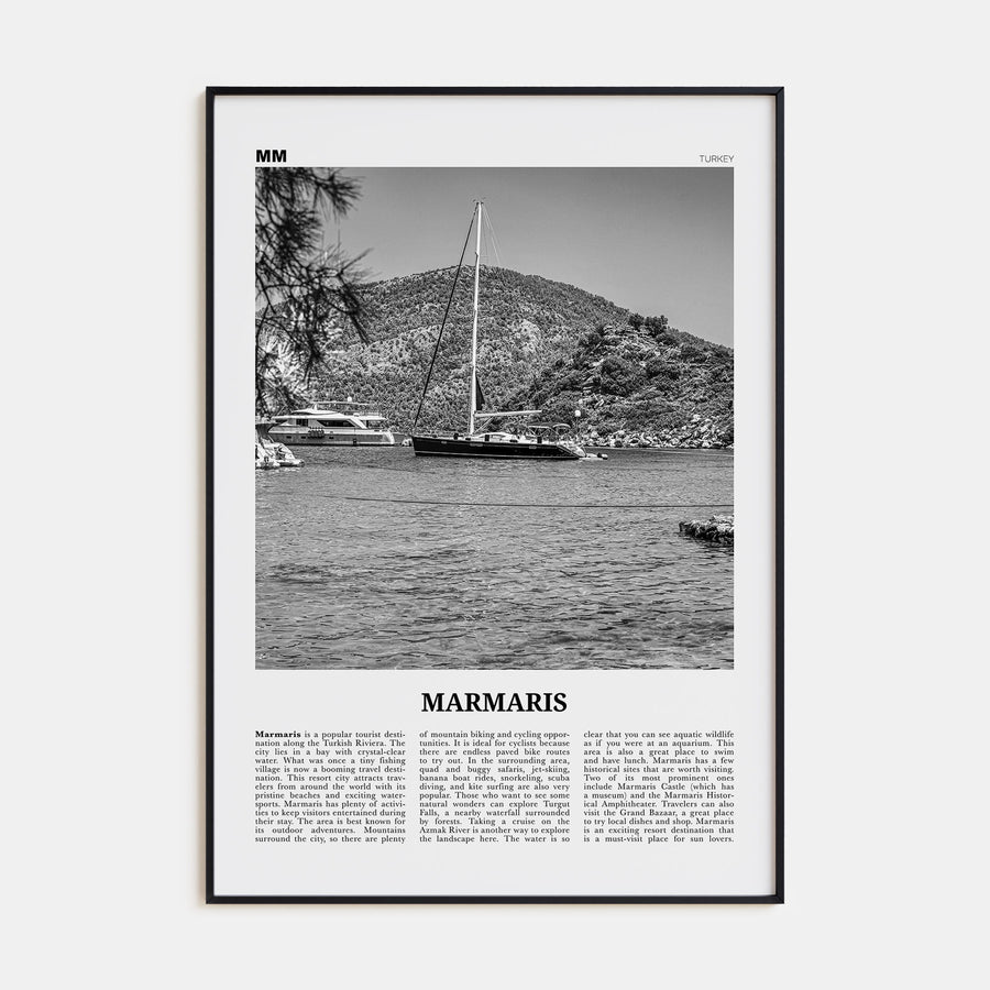 Marmaris Travel B&W Poster