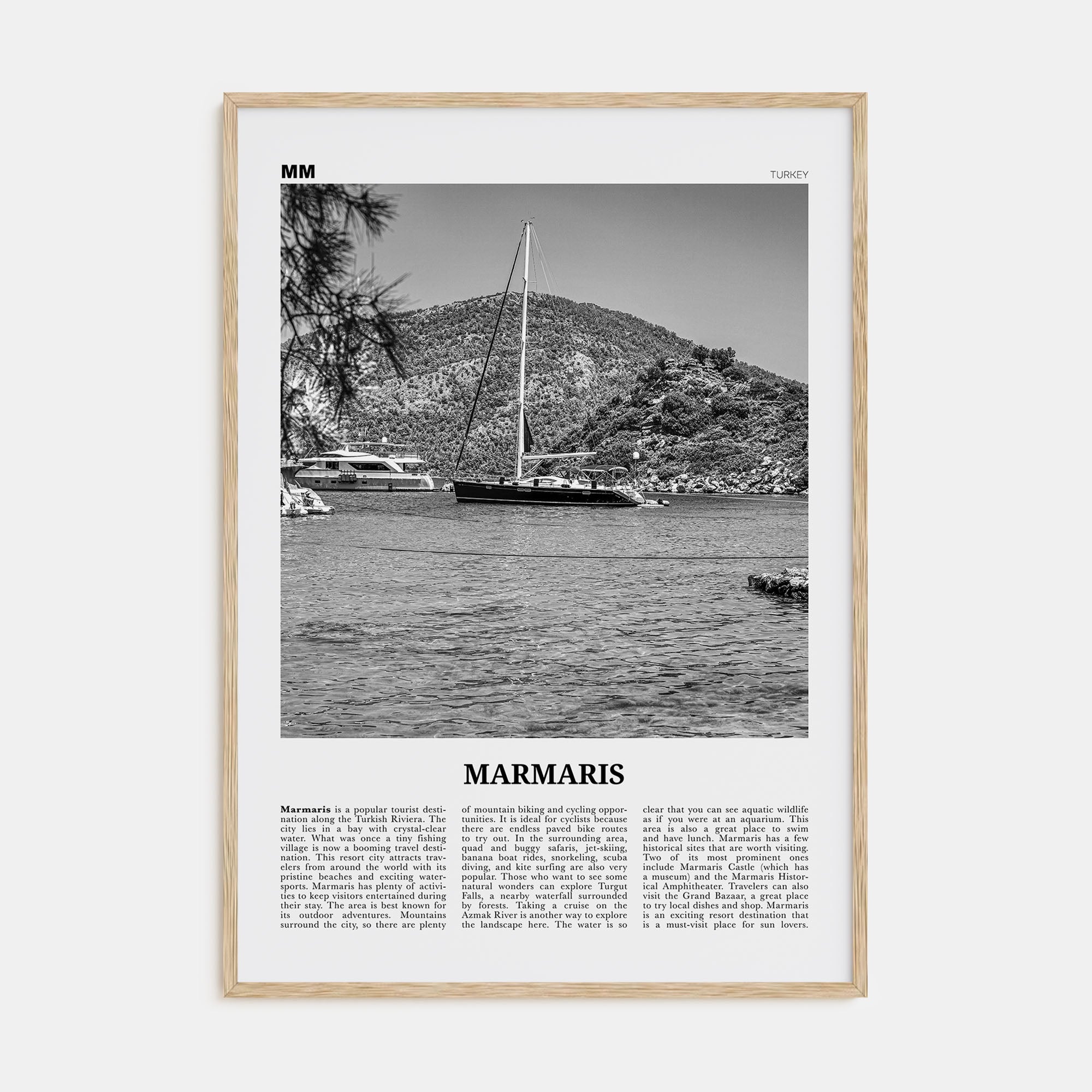 Marmaris Travel B&W Poster