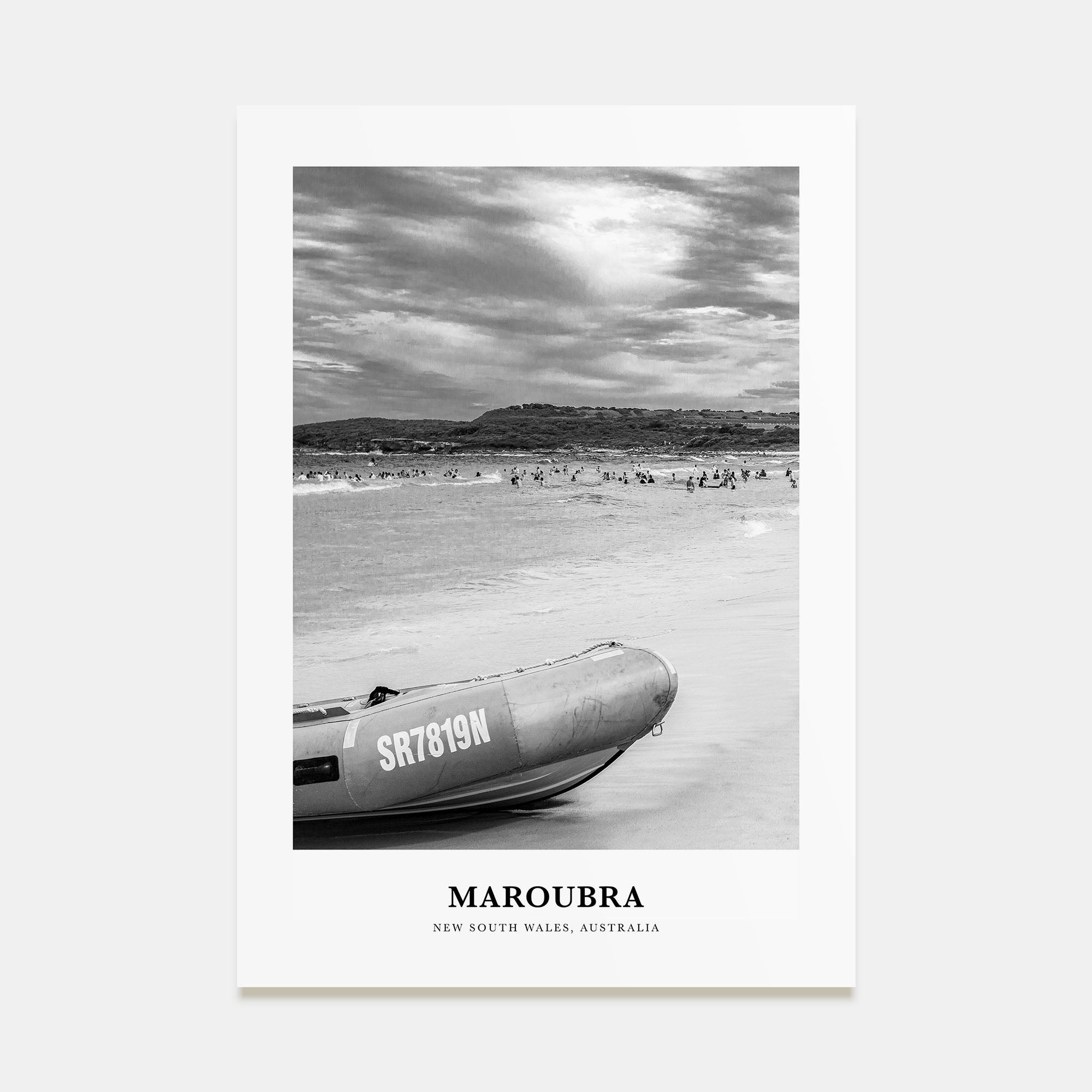 Maroubra Portrait B&W Poster