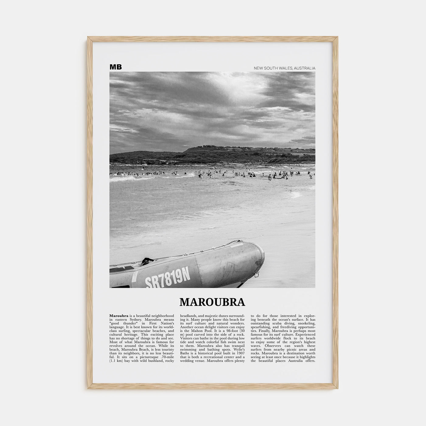 Maroubra Travel B&W Poster