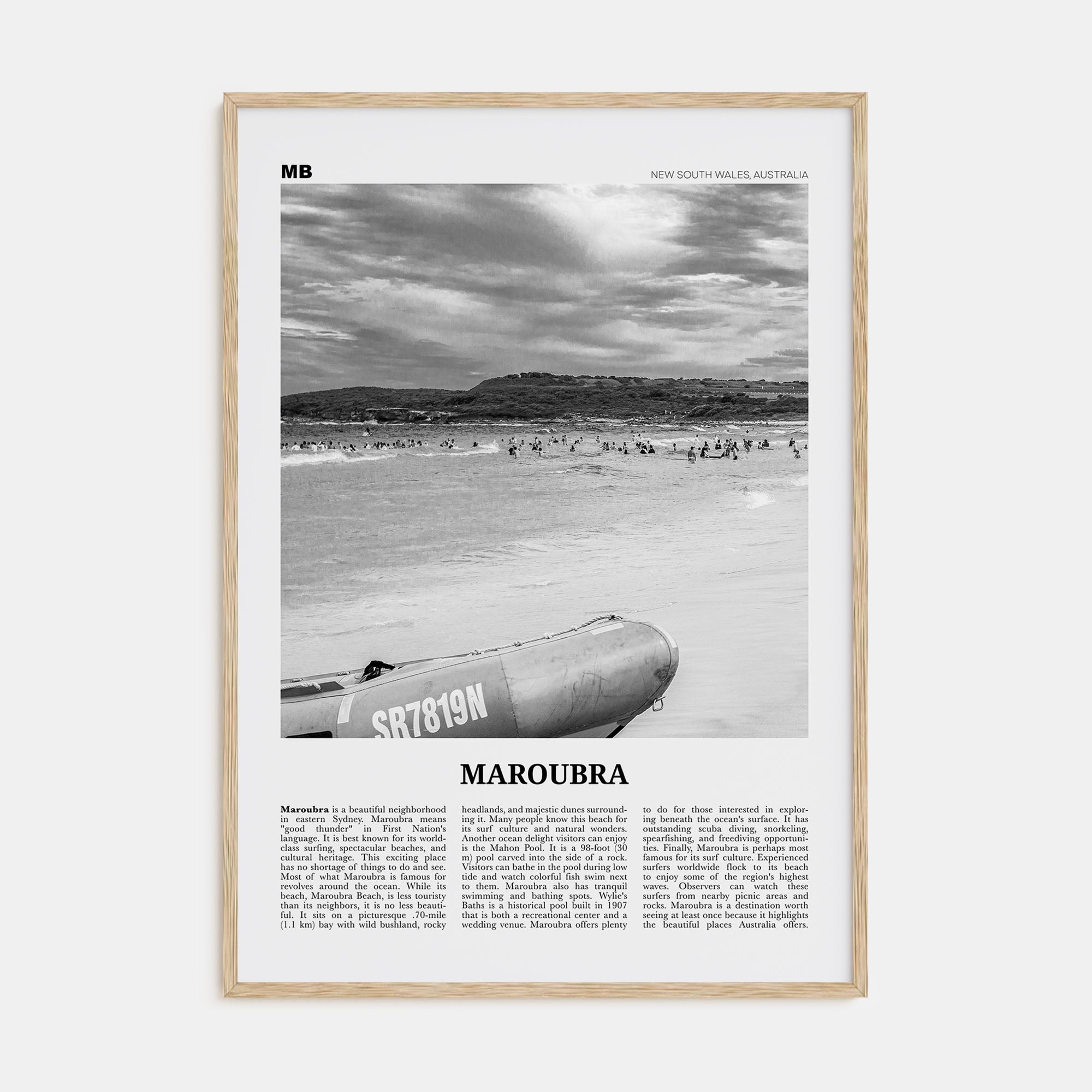 Maroubra Travel B&W Poster